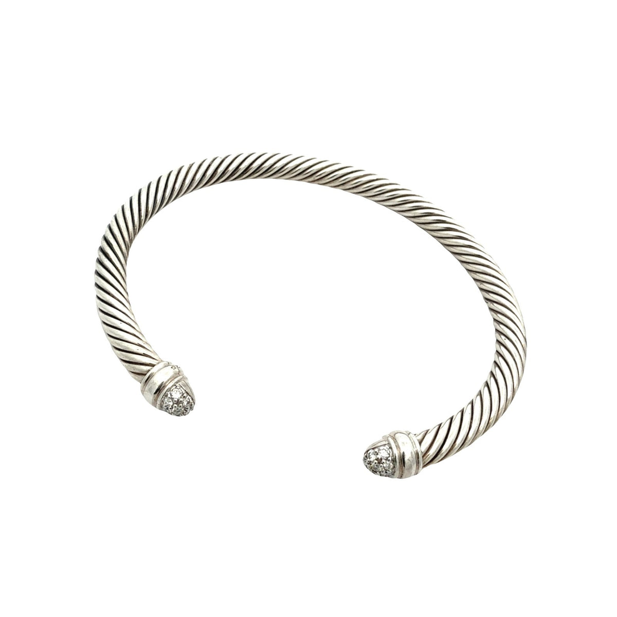 David Yurman Sterling Silver Pavé Diamond Cable Cuff Bracelet2