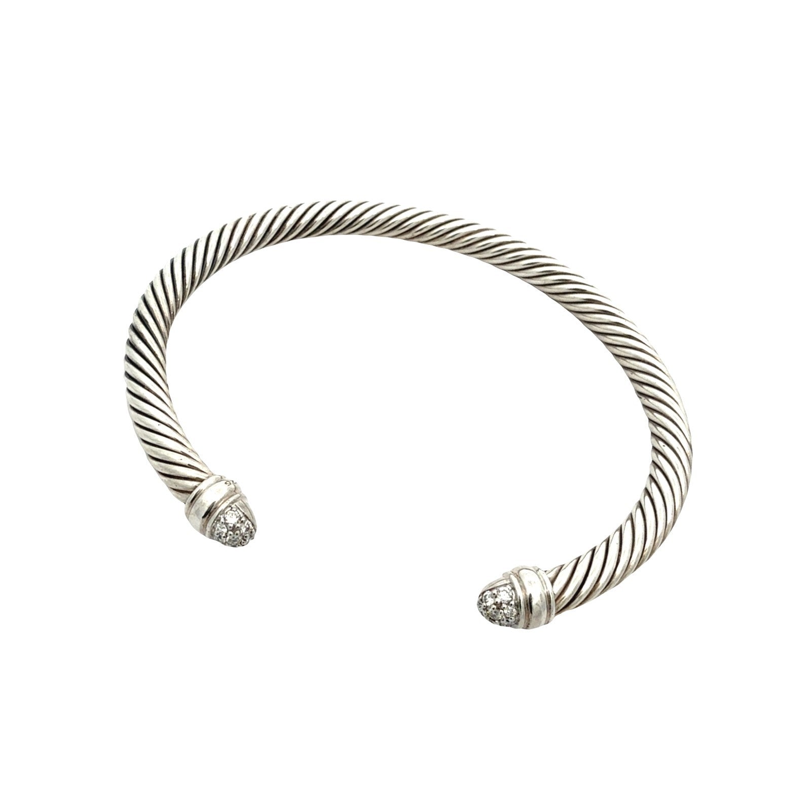 David Yurman Sterling Silver Pavé Diamond Cable Cuff Bracelet2