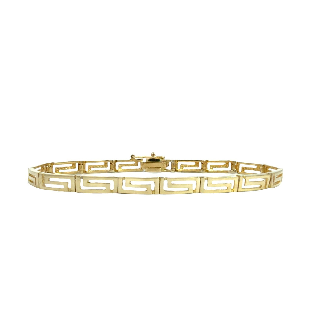 Stamped 585 14k Yellow Gold Greek Key Link Bracelet 7 in0