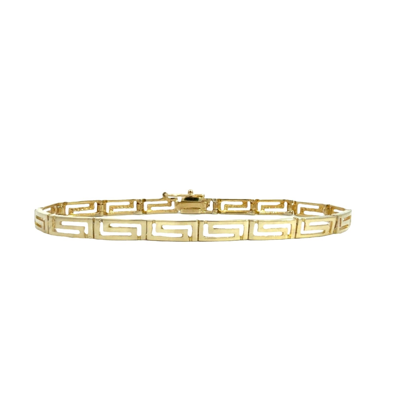 Stamped 585 14k Yellow Gold Greek Key Link Bracelet 7 in0