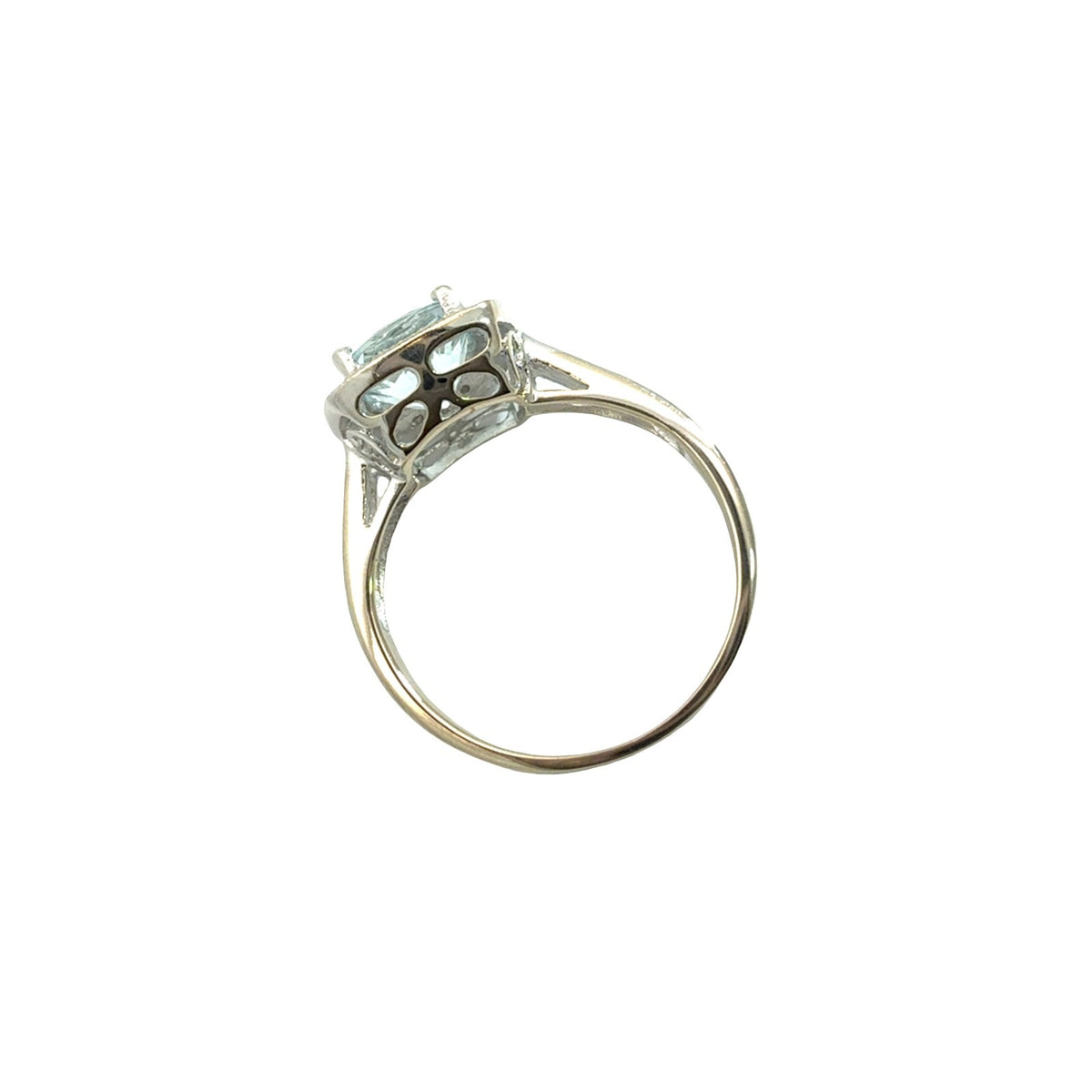 14k White Gold 1.18tcw Aquamarine & 0.06cttw Diamond Halo Ring Size 61