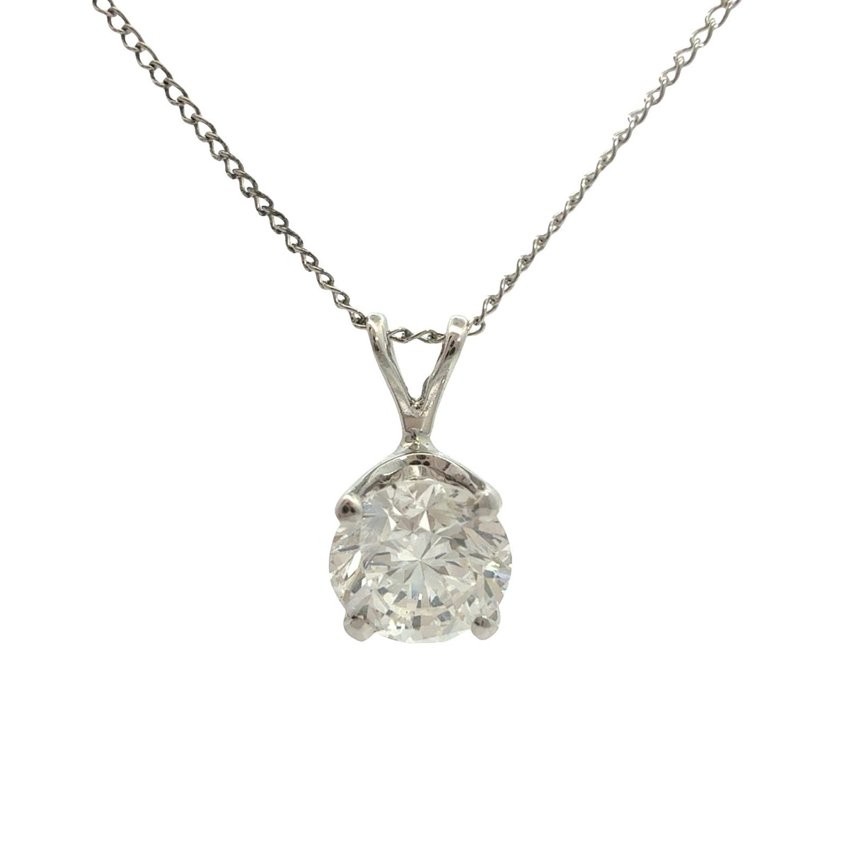 14k White Gold 0.84tcw Diamond Round Solitaire Pendant Necklace1