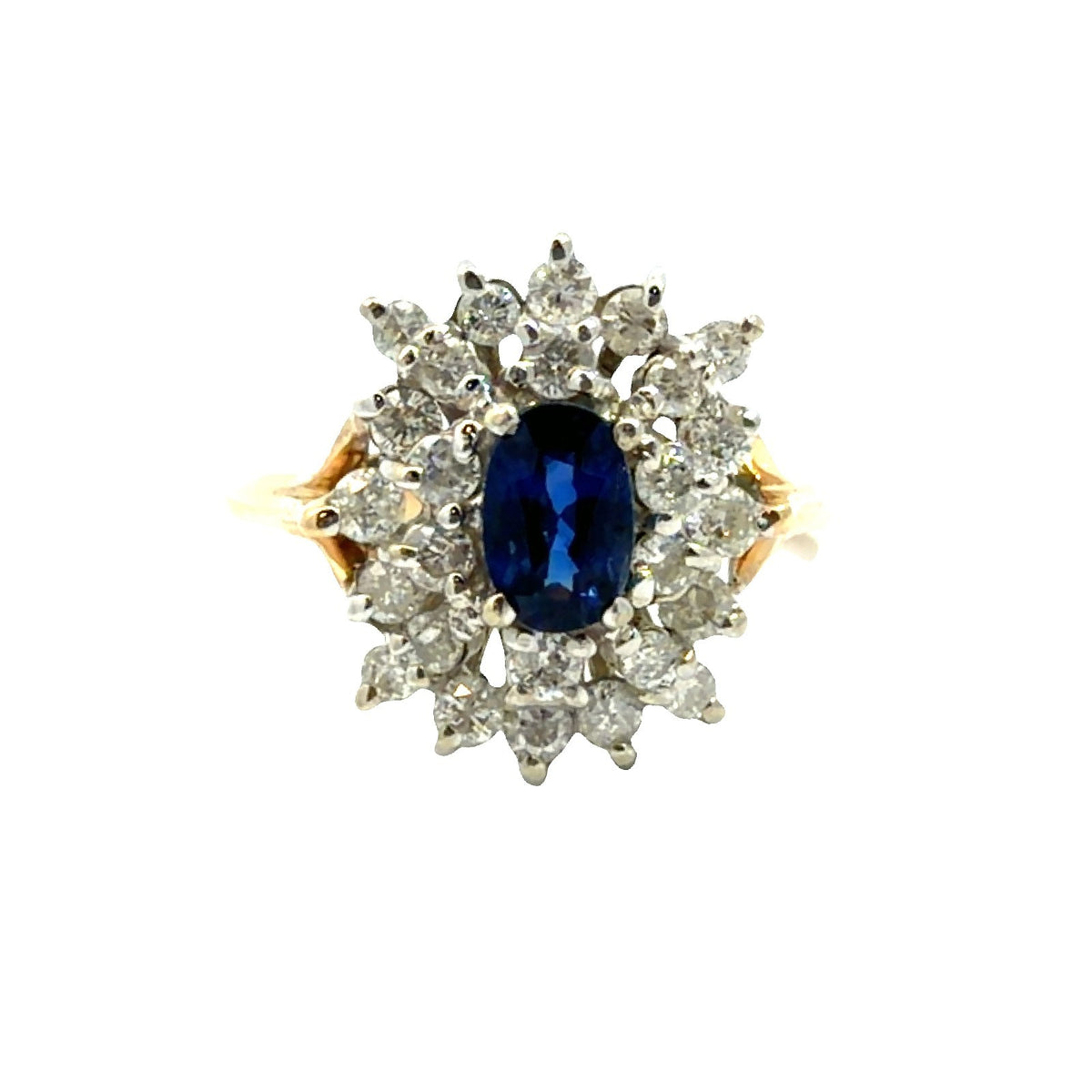 14k Multi-Tone Gold 0.69cttw Diamond and 0.56cttw Sapphire Ring Size 6.750