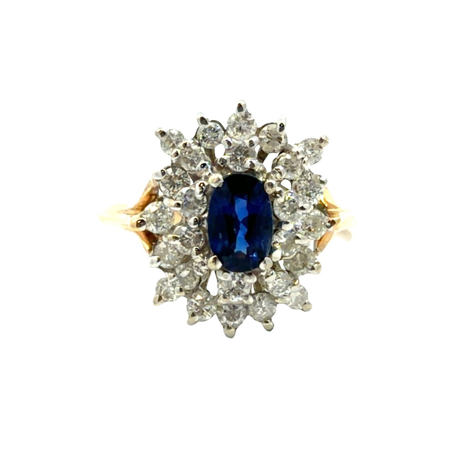 14k Multi-Tone Gold 0.69cttw Diamond and 0.56cttw Sapphire Ring Size 6.750