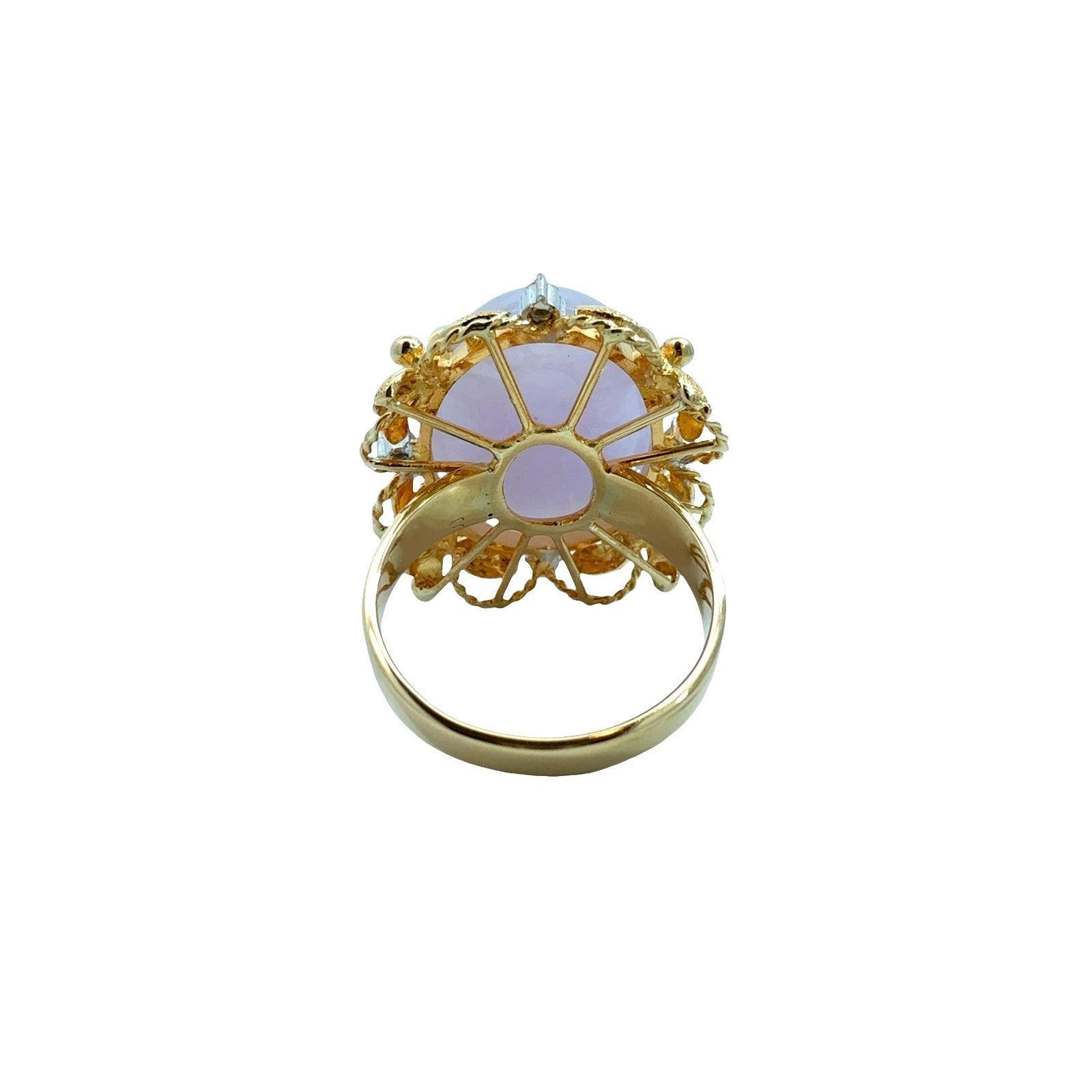 Vintage 14k Yellow Gold 5.82tcw Lavender Jade and 0.12cttw Diamond Cocktail Ring3