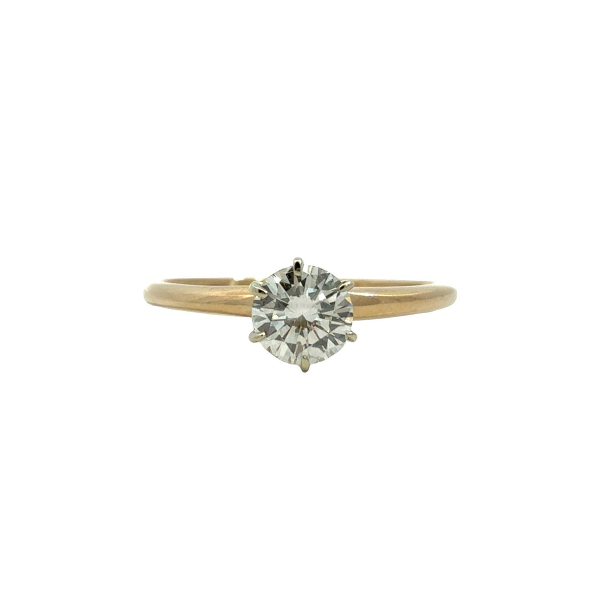 14k Yellow Gold 6 Prong Round 0.54tcw Diamond Engagement Ring Size 8.50