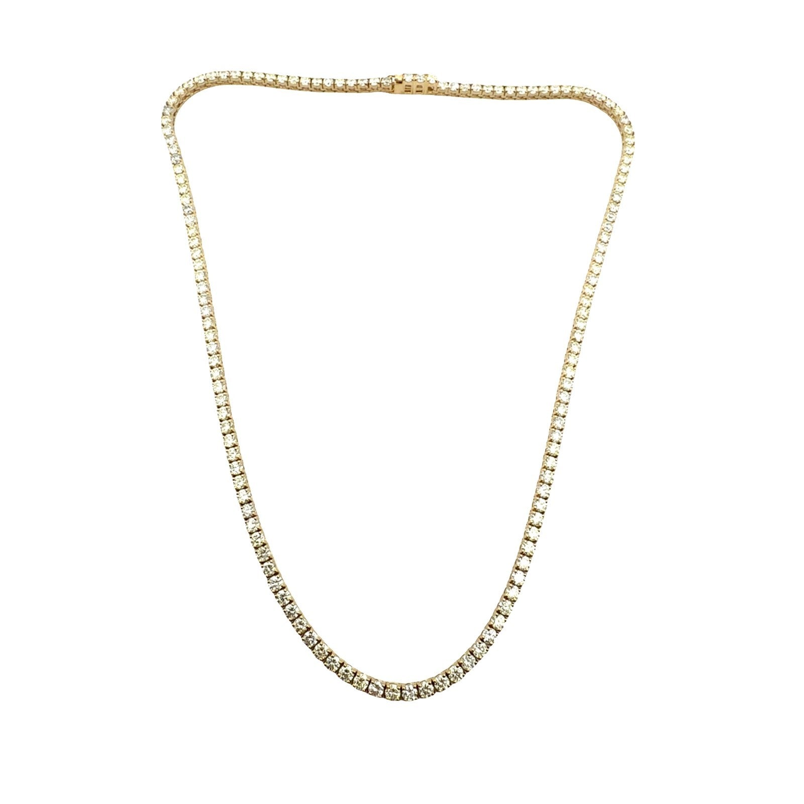 NEW 14k Yellow Gold 11.27cttw Diamond Tennis Necklace 16.5"0