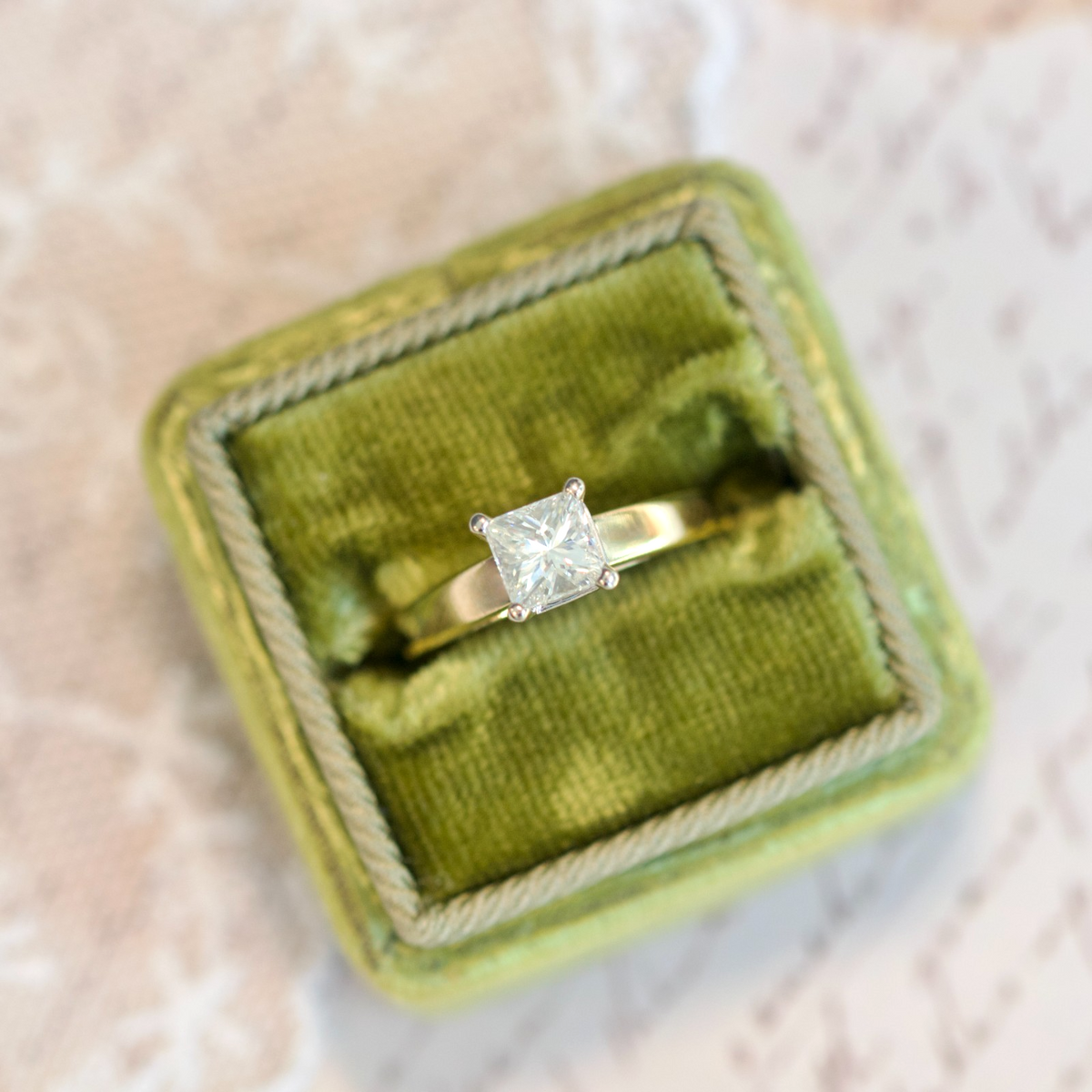 14k Yellow Gold Princess-Cut 0.80tcw Diamond Solitaire Engagement Ring0