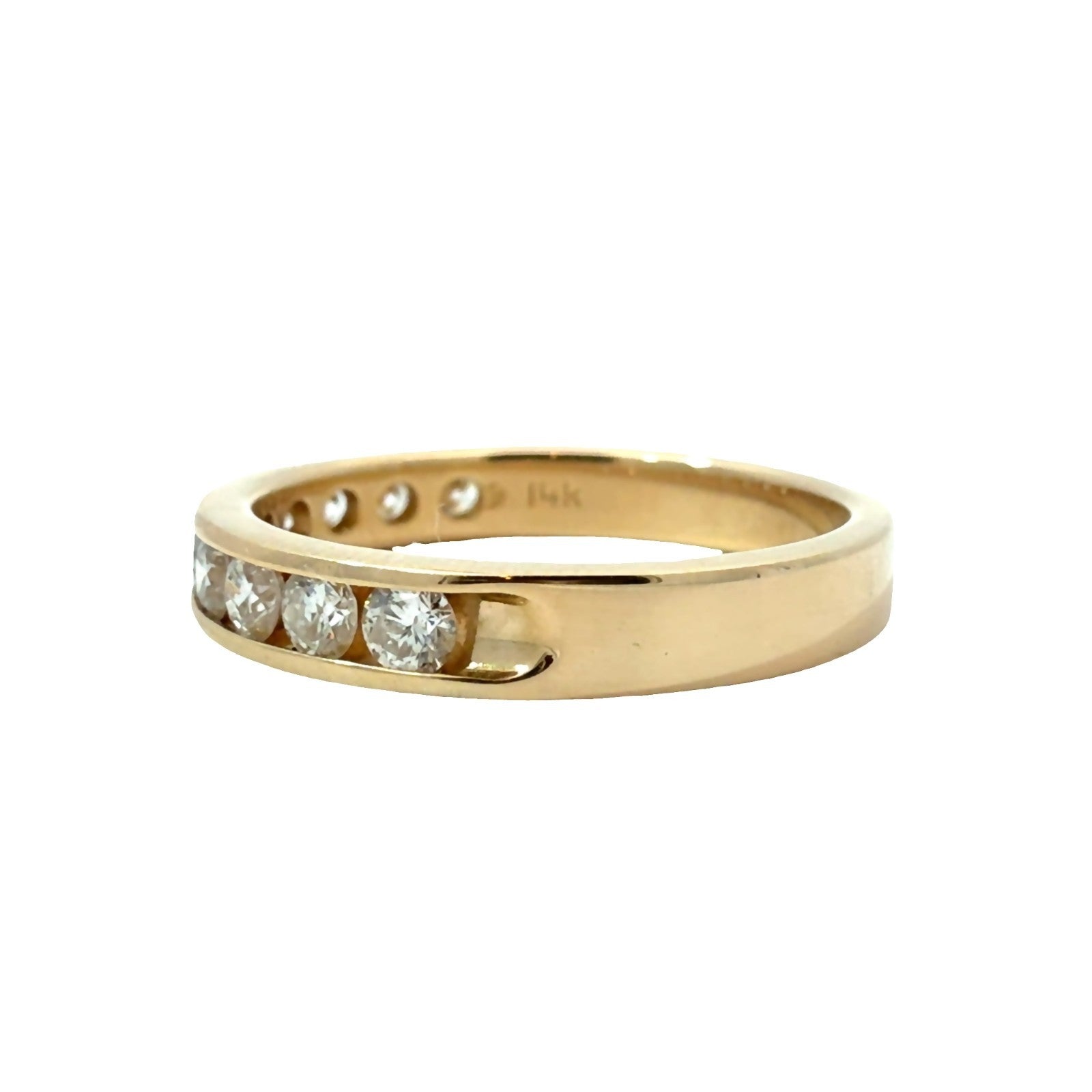 14k Yellow Gold 0.65ctw Euro Cut Diamond Band Size 73