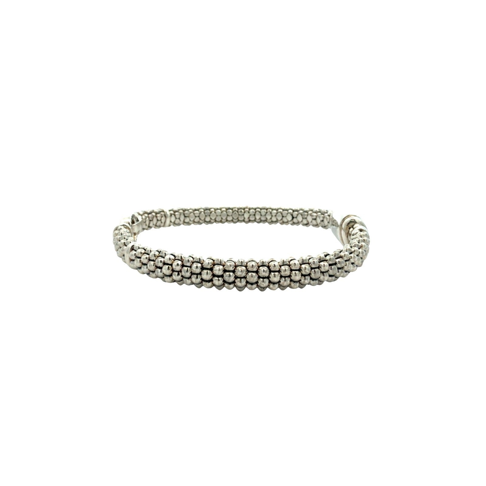 LAGOS Enso Circle Caviar Sterling Silver Bracelet Medium 6.5"4