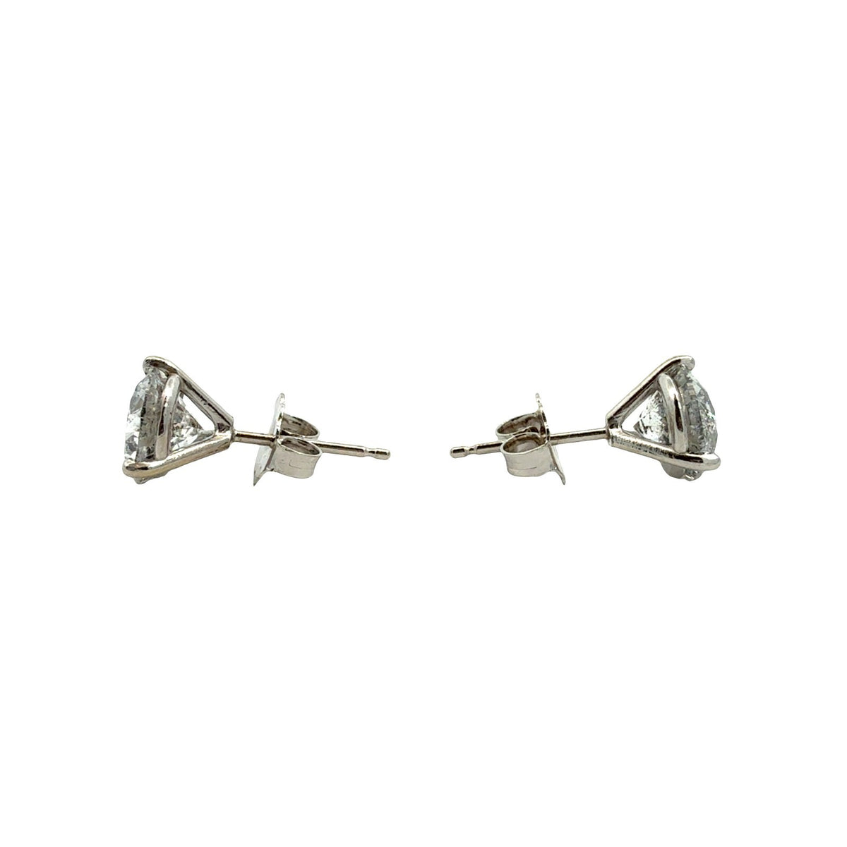 14k White Gold Round Brilliant 2.40cttw Diamond Stud Earrings1