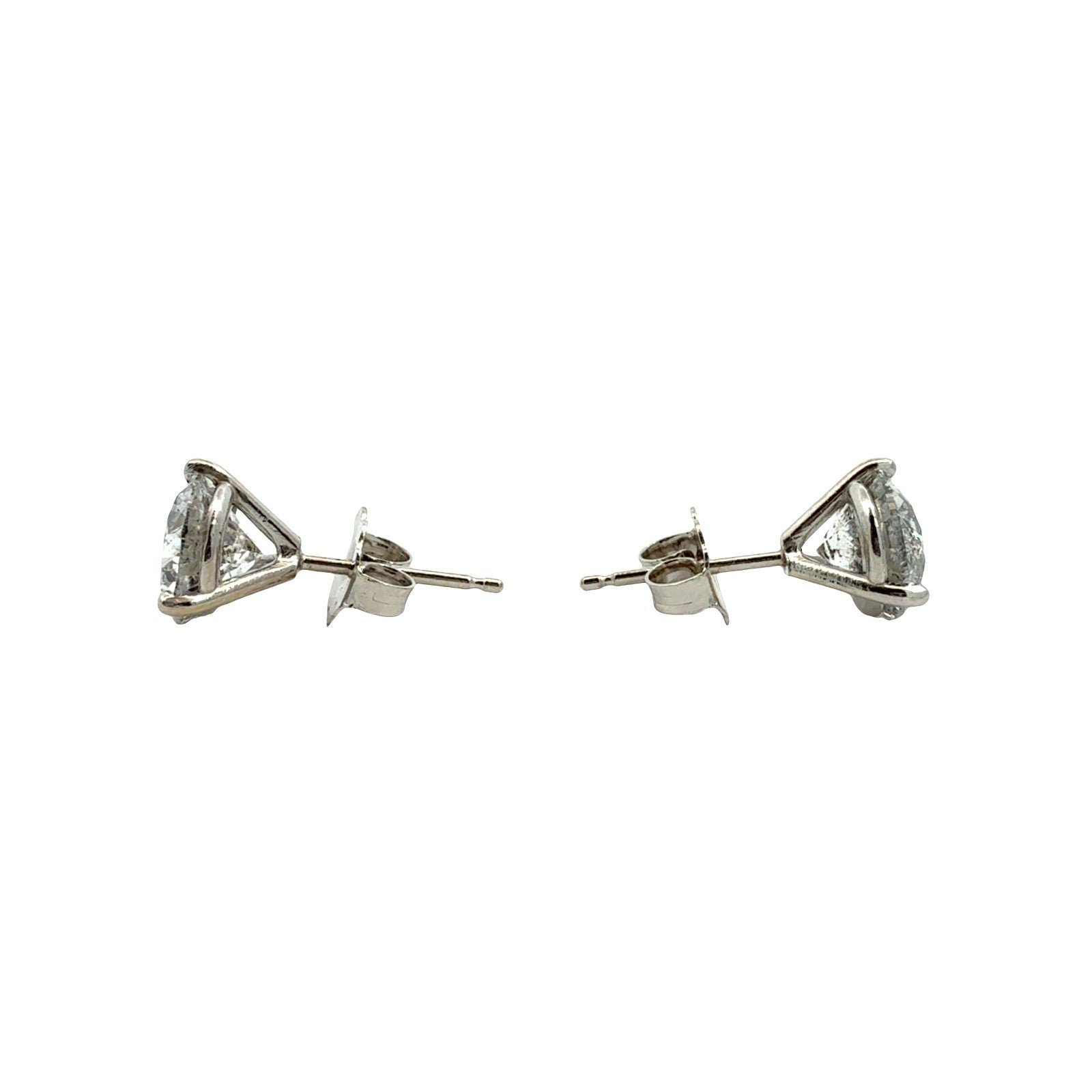 14k White Gold Round Brilliant 2.40cttw Diamond Stud Earrings0