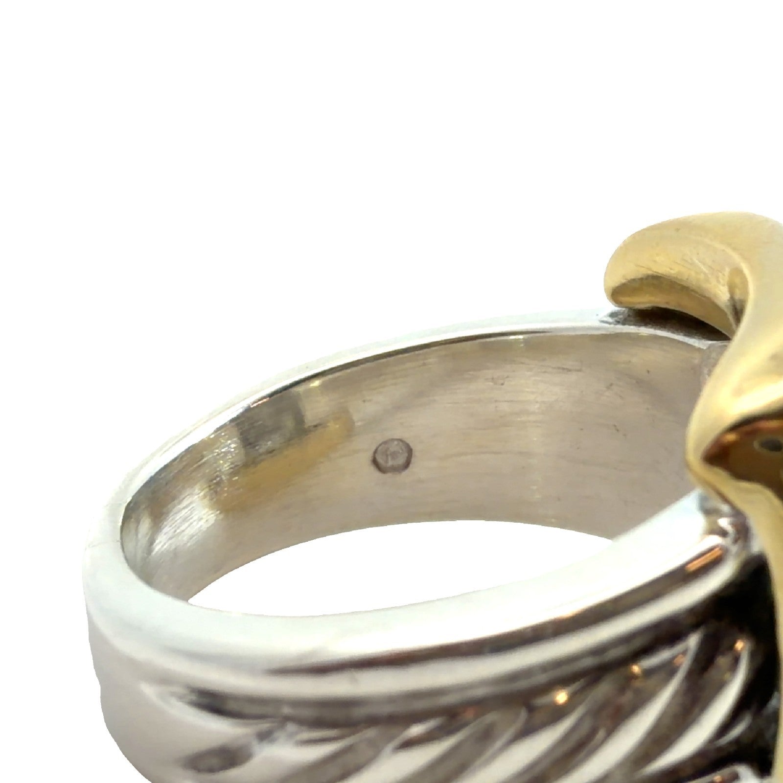 David Yurman Sterling Silver & 18k Yellow Gold Cable Fashion Ring Size 74
