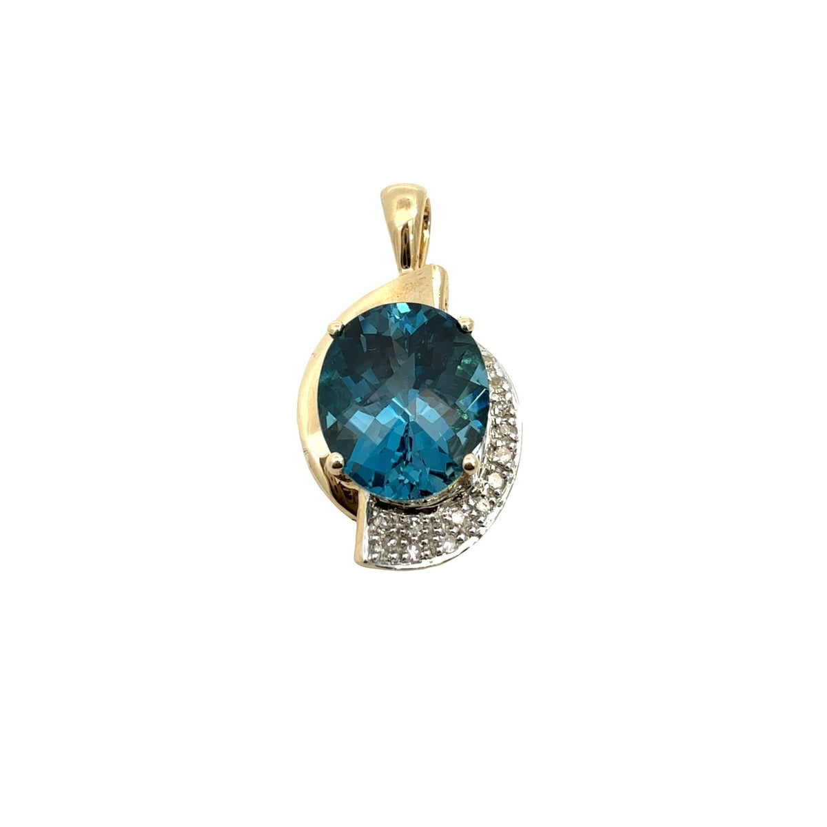 14k Yellow Gold 6.51tcw Oval Topaz and 0.08cttw Diamond Pendant0