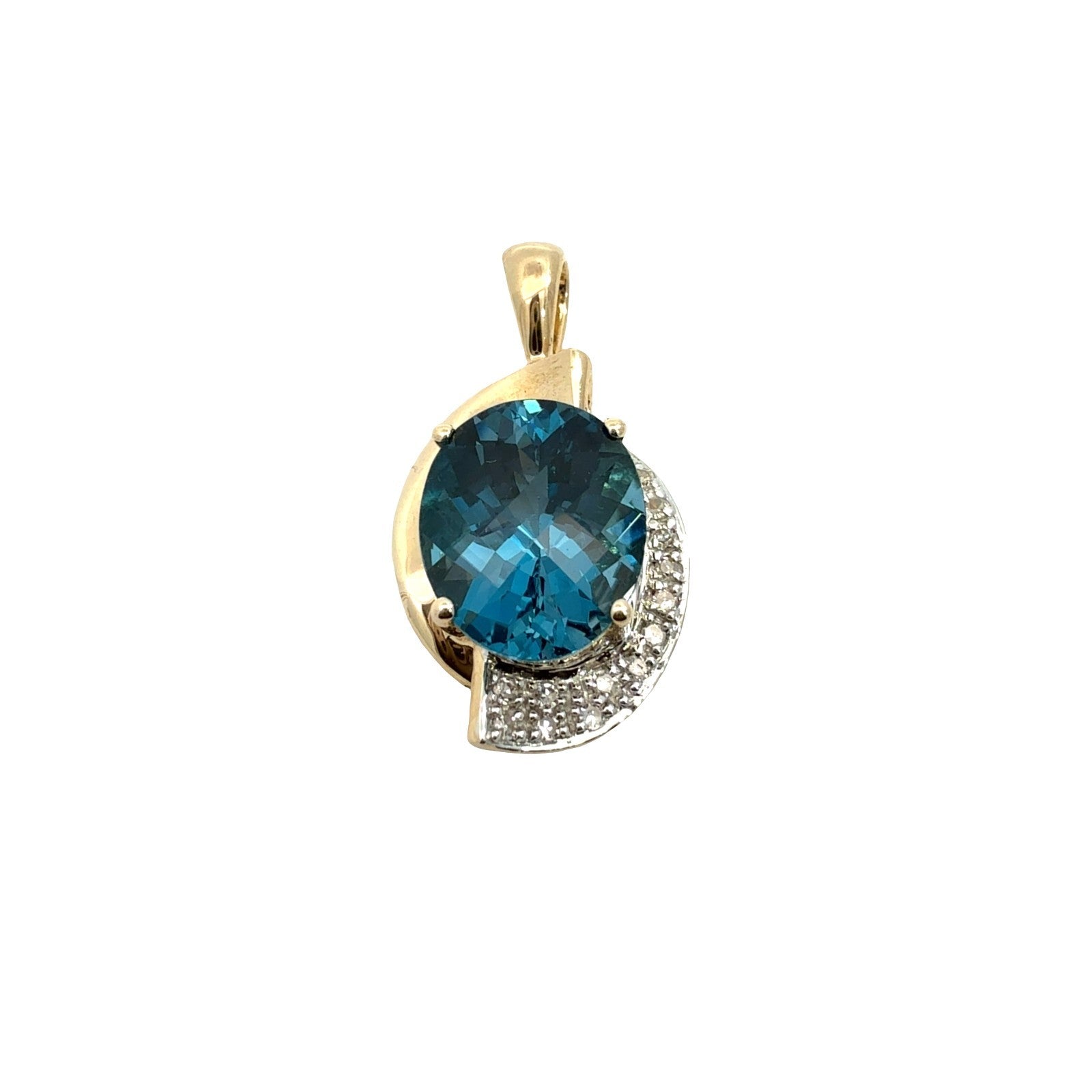 14k Yellow Gold 6.51tcw Oval Topaz and 0.08cttw Diamond Pendant0