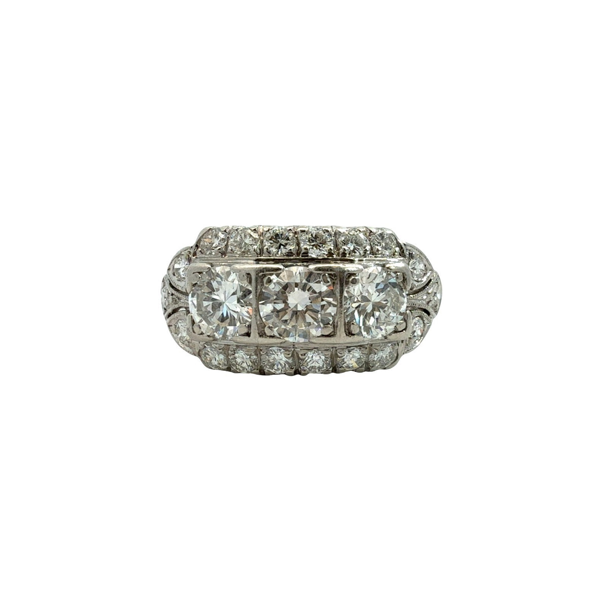 Vintage Platinum Multi-Stone 1.57cttw Diamond Engagement Ring Size 8.250