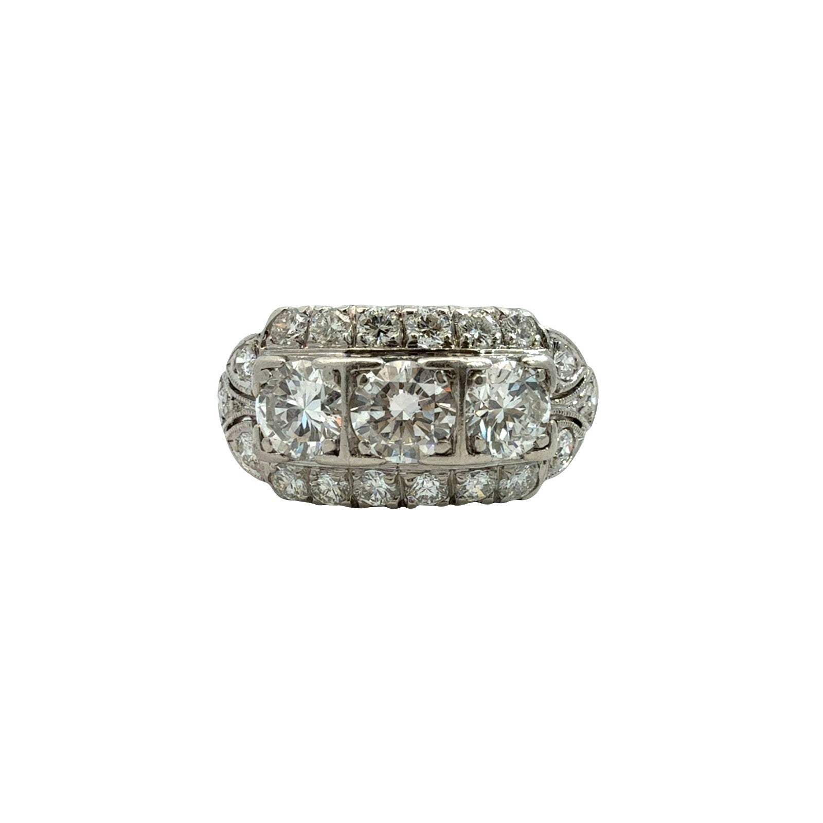 Vintage Platinum Multi-Stone 1.57cttw Diamond Engagement Ring Size 8.250