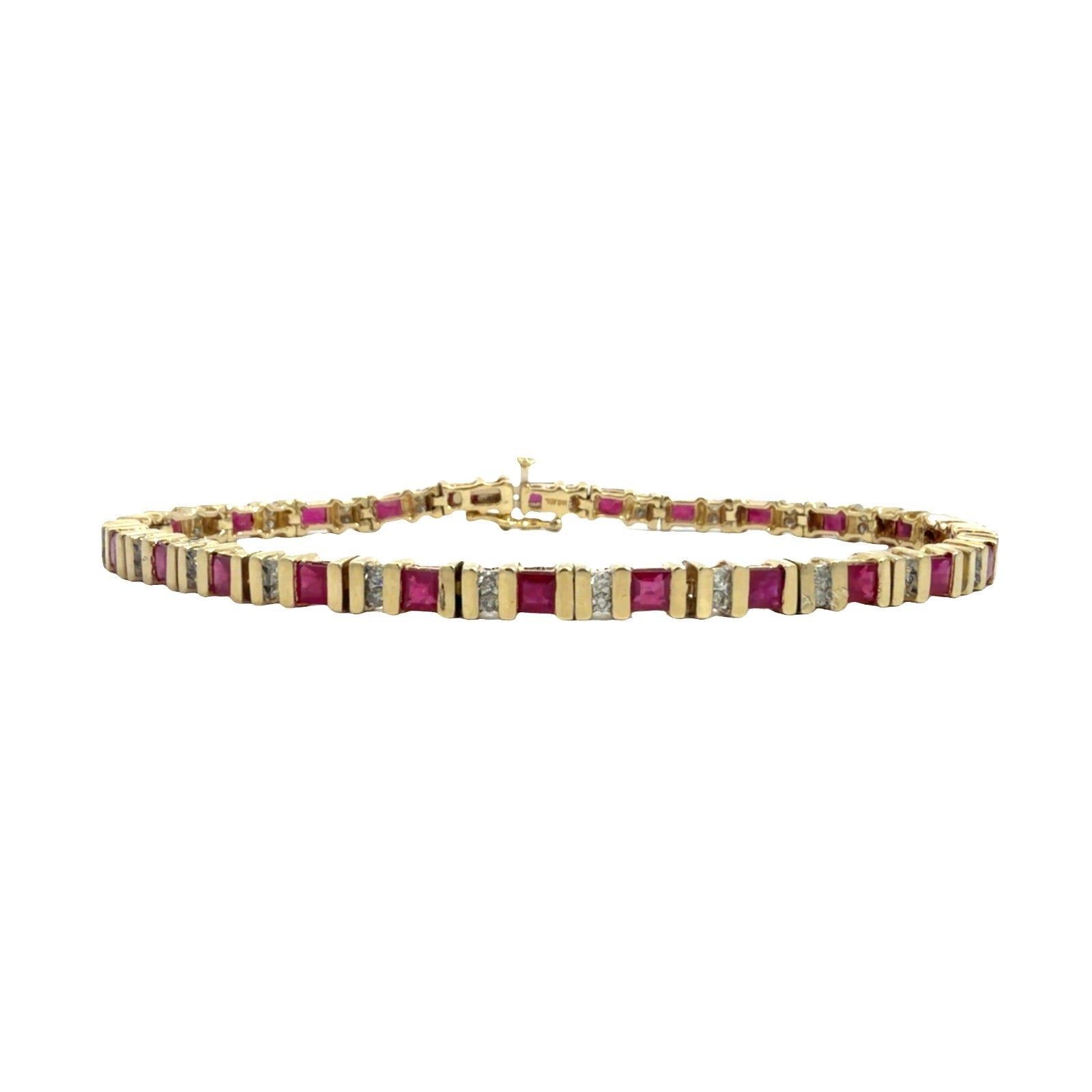 14k Yellow Gold 2.75ctw Ruby and 0.50ctw Diamond Tennis Bracelet0