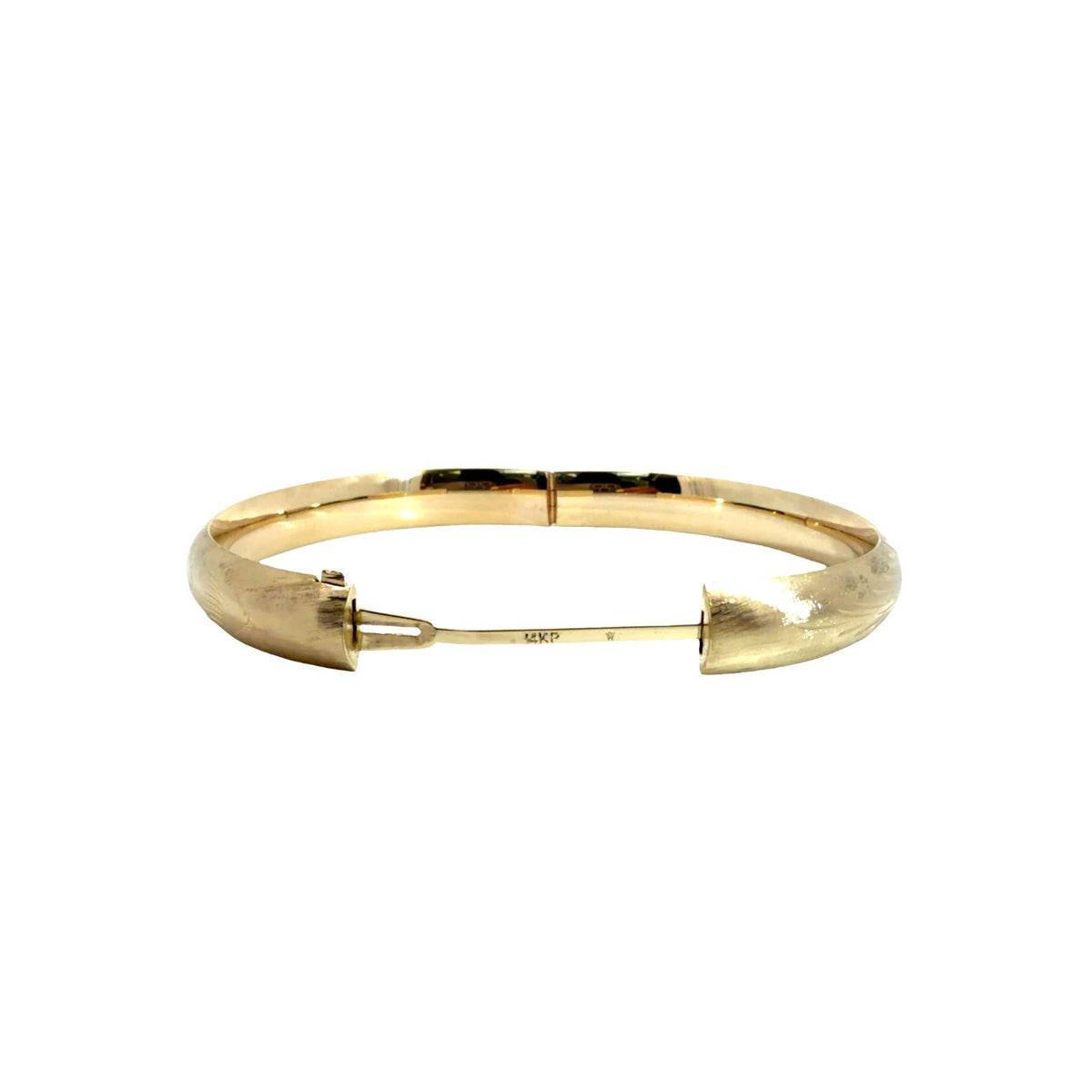Vintage 14k Yellow Gold Engraved Floral Bangle Bracelet 8"4
