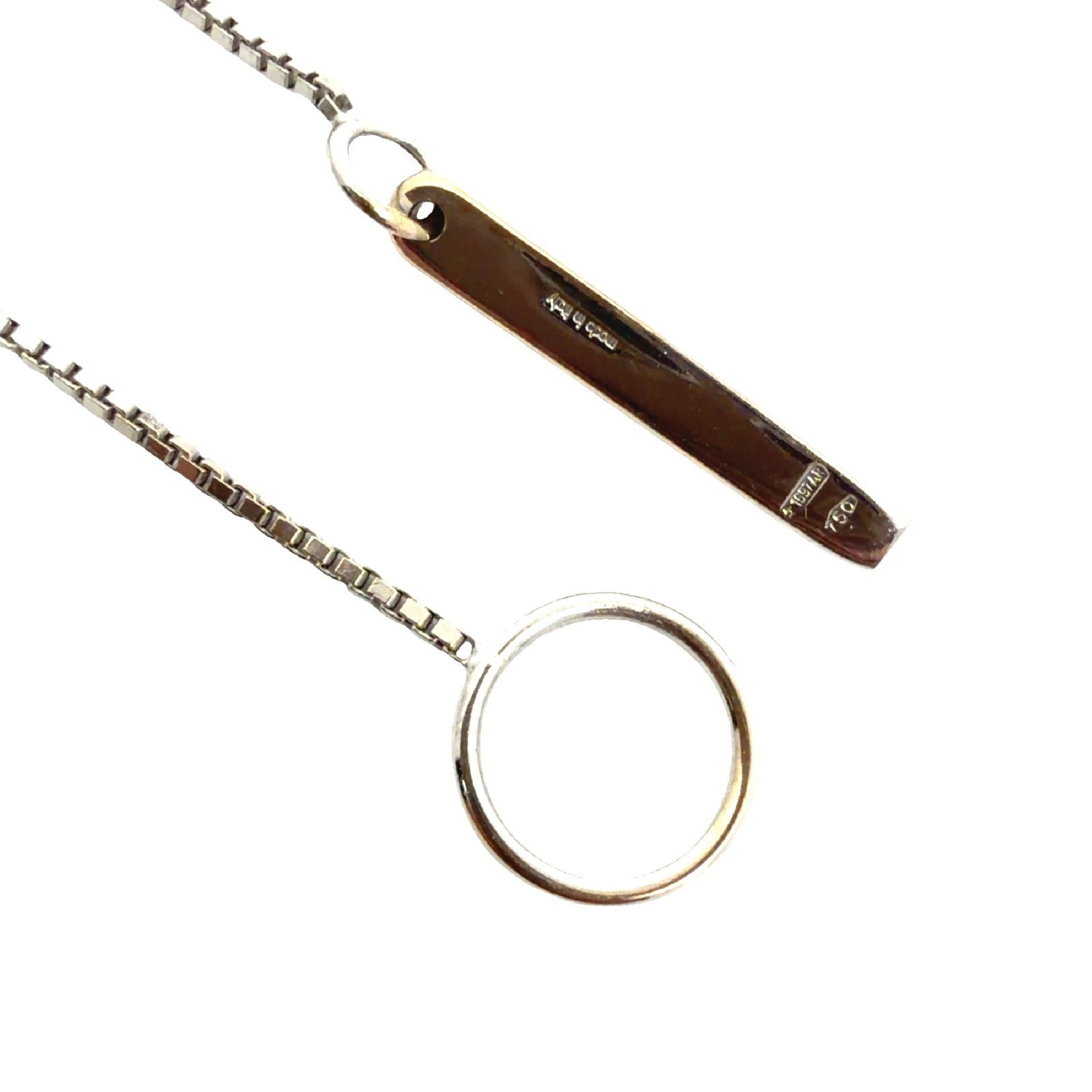 Gucci 18k White Gold Lariat Bar Pendant Box Chain Necklace 18"4