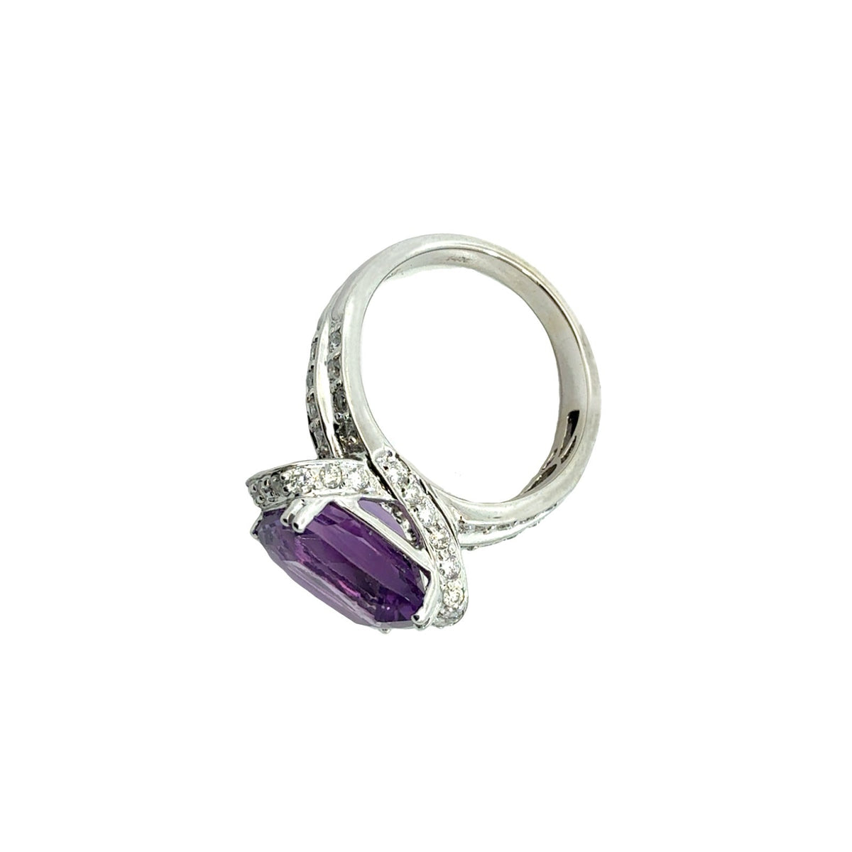 14k White Gold Cushion-Cut 4.73tcw Amethyst and 0.88cttw Diamond Cocktail Ring6