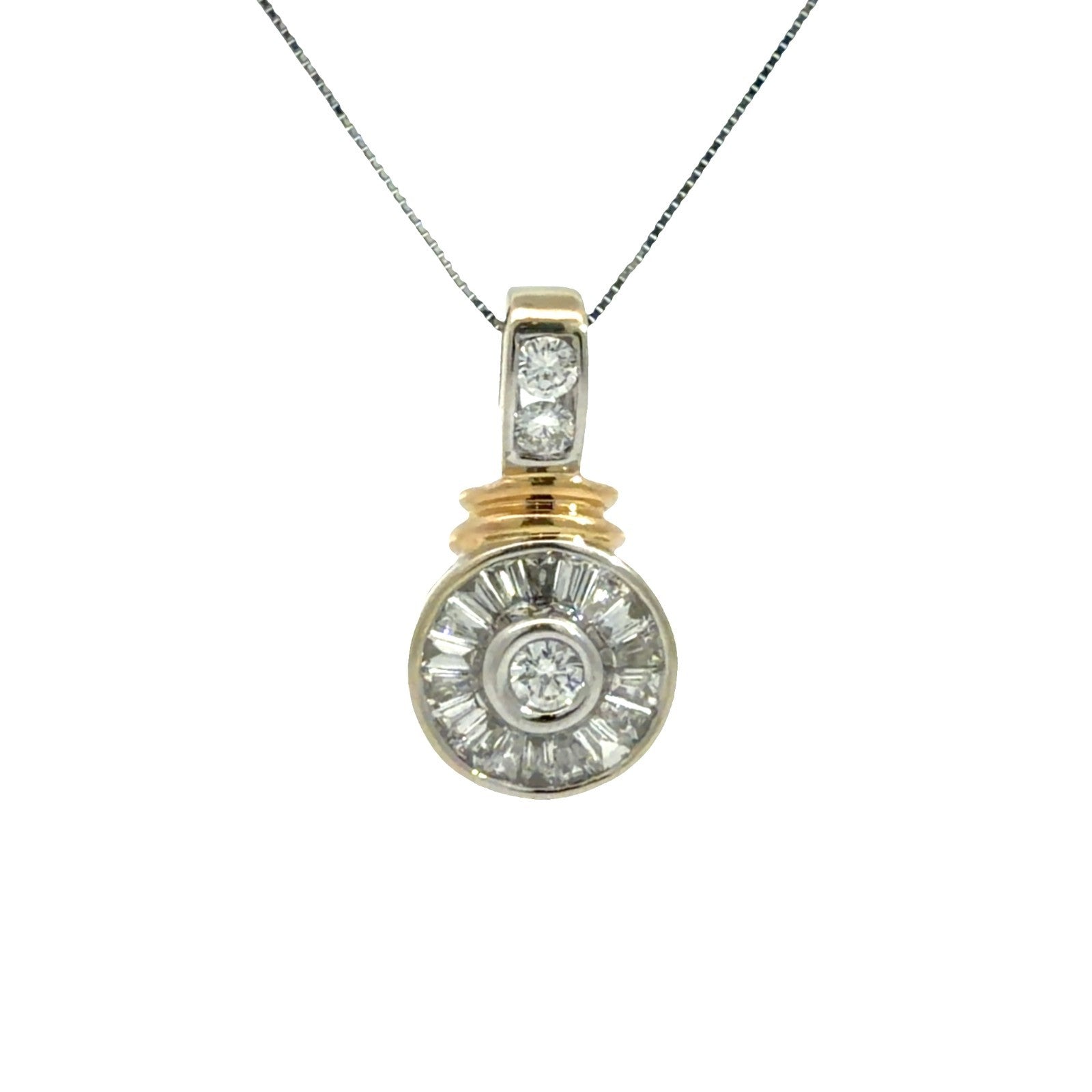 14k Yellow Gold White Gold and 0.87ctw Diamond Pendant Necklace0