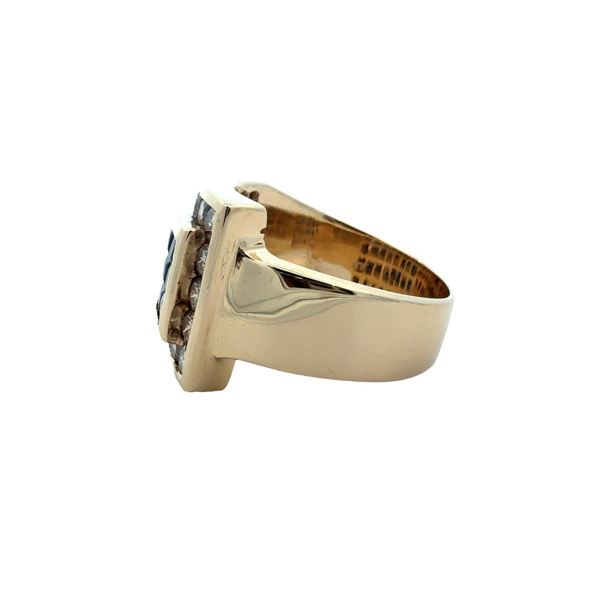 13.5k Yellow Gold 0.81cttw Diamond & 1.26cttw Sapphire Statement Ring Size 6.754