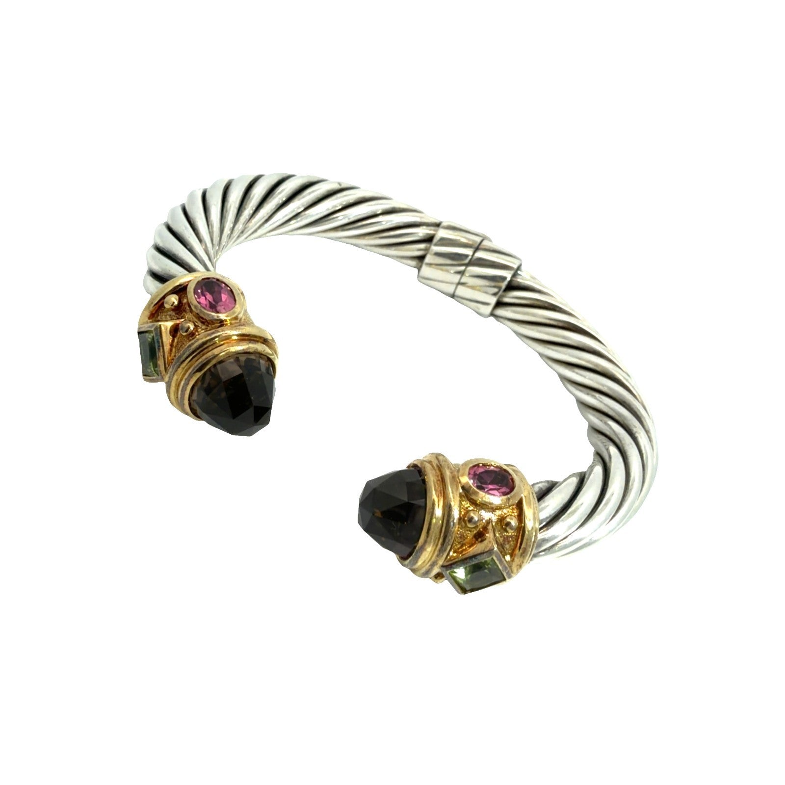 David Yurman Sterling Silver 18k YG Renaissance Cable Cuff Bracelet0