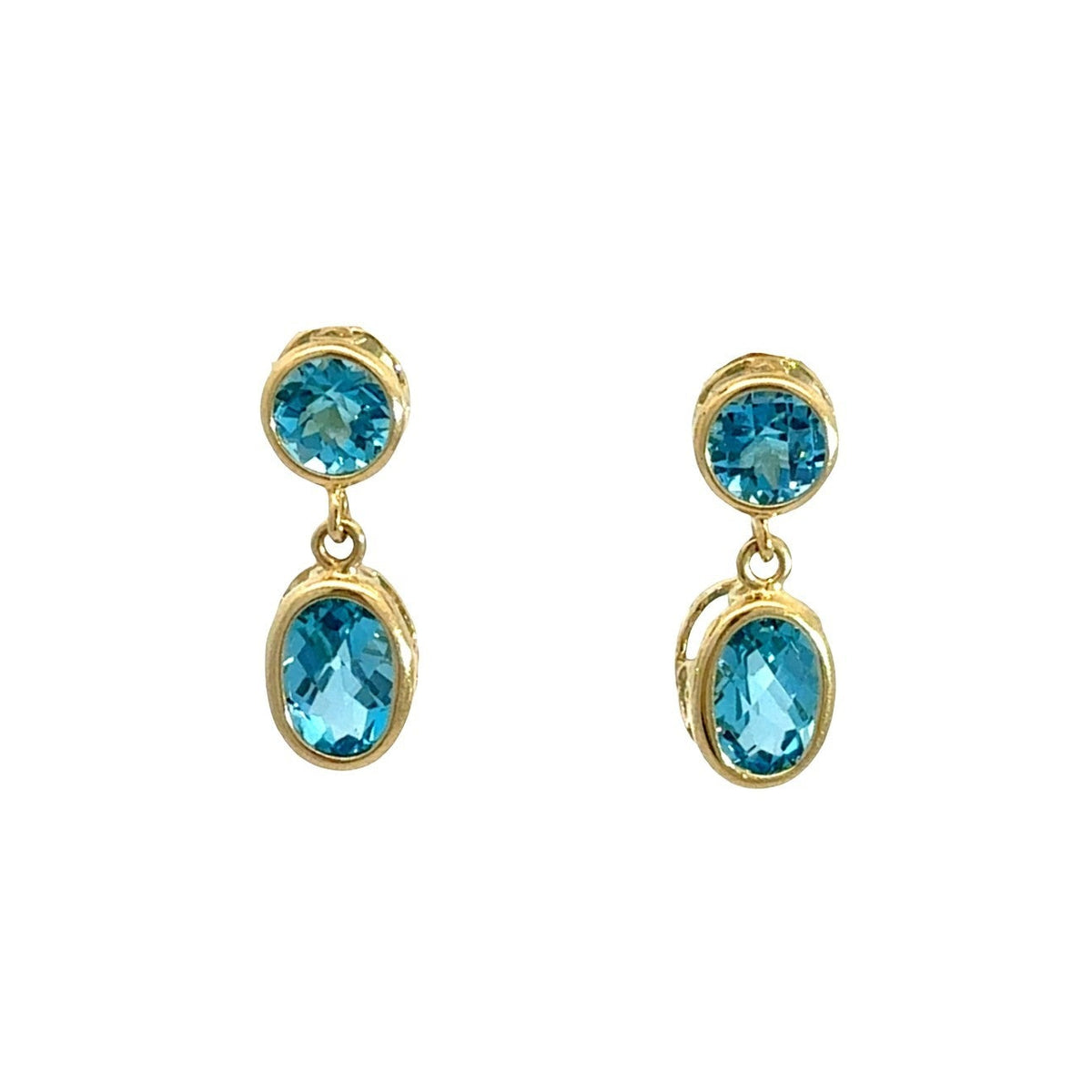 14k Yellow Gold and 2.52cttw Blue Topaz Drop Earrings0