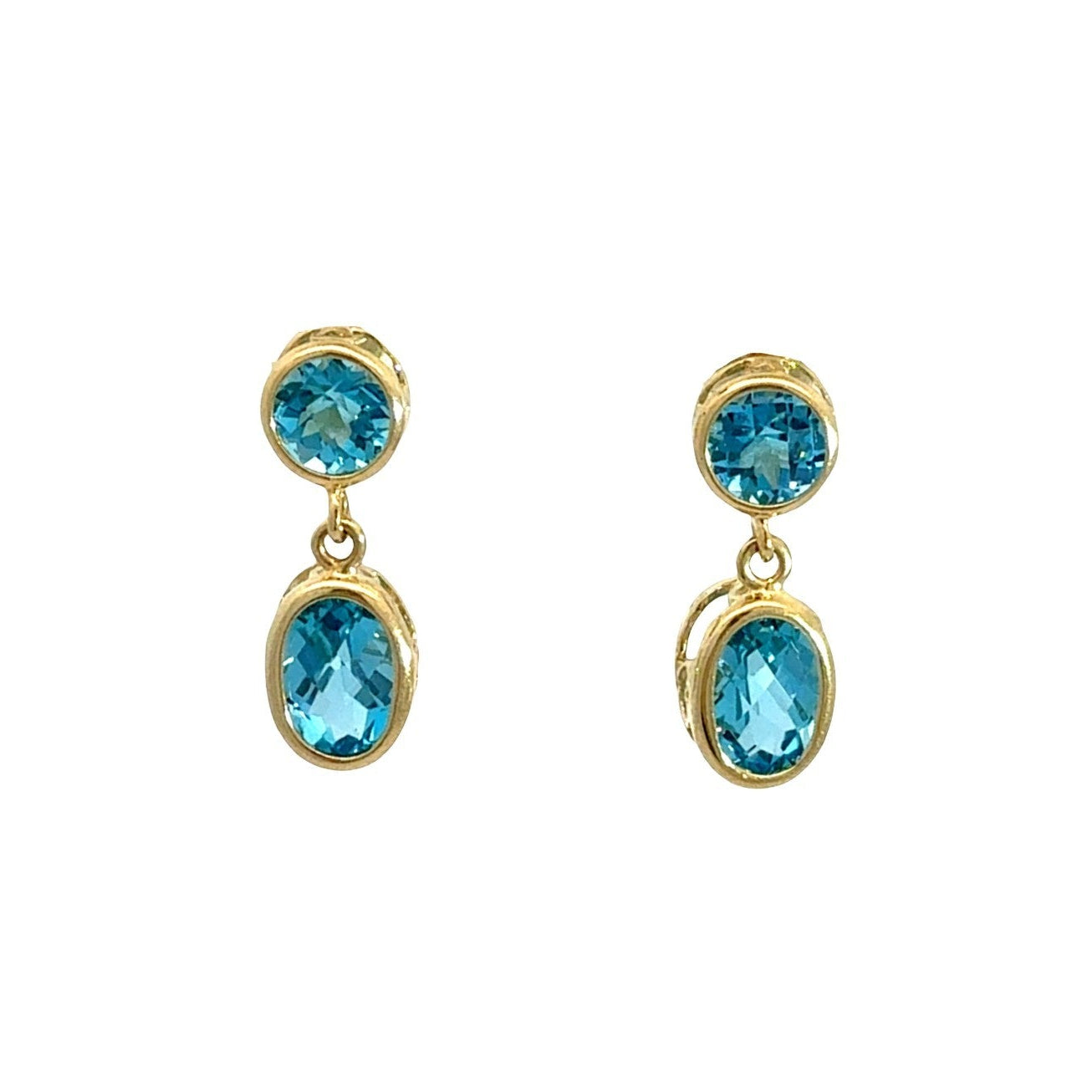 14k Yellow Gold and 2.52cttw Blue Topaz Drop Earrings0