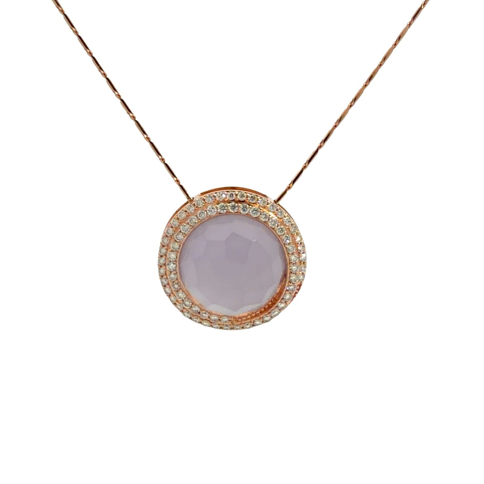 14k Rose Gold Chain Necklace with 7.18ctw Purple Chalcedony and 0.69ctw Diamond0