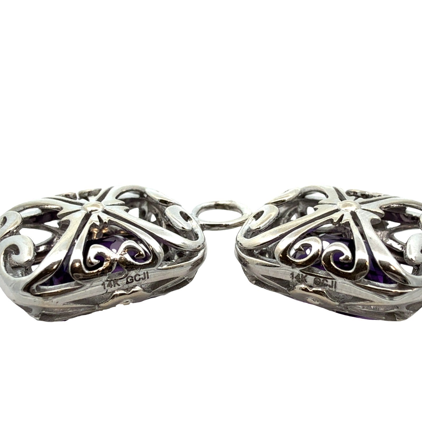 14k White Gold and 4.54cttw Amethyst Earring Jackets5
