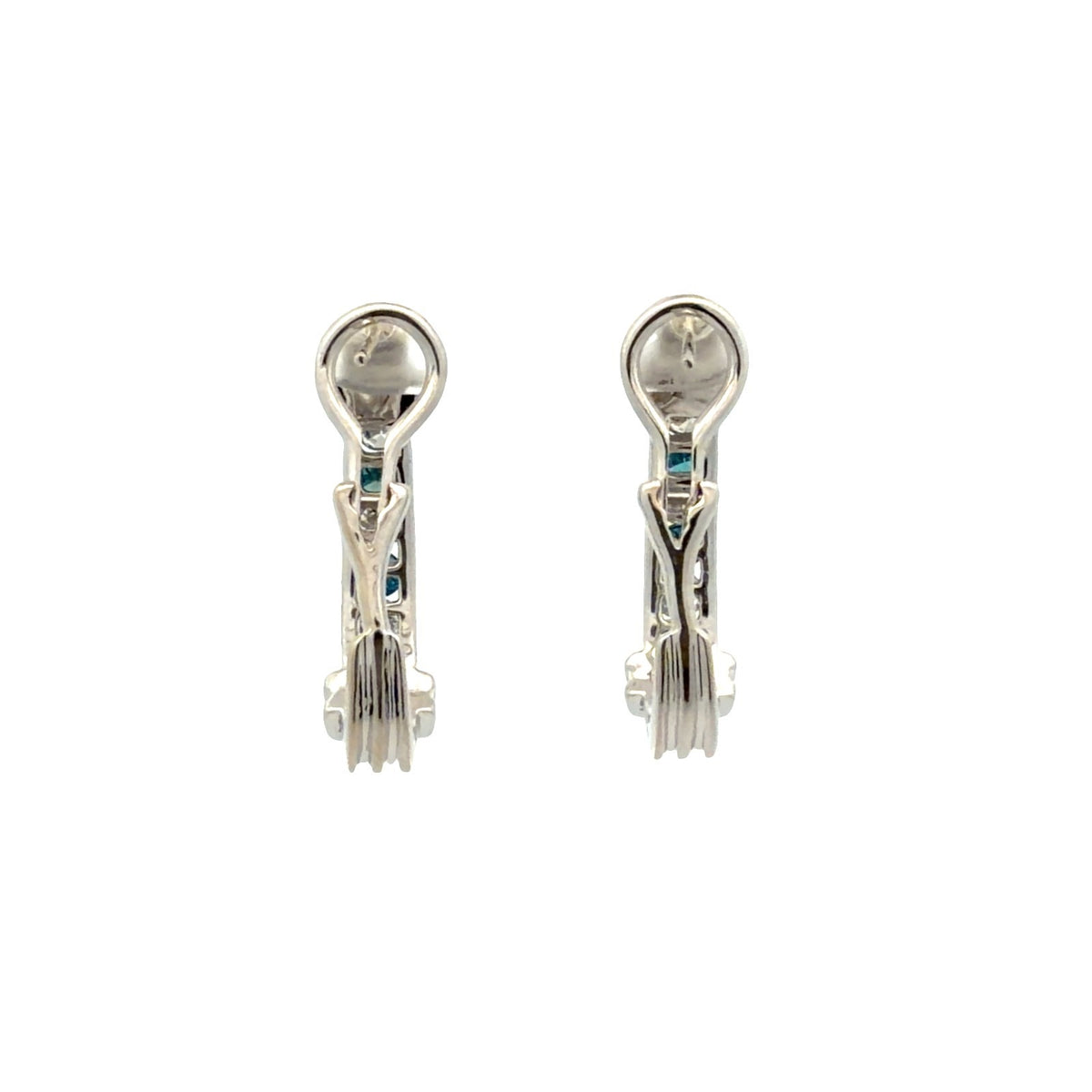 14k White Gold Alternating White & Blue 0.84cttw Diamond Hoop Earrings3