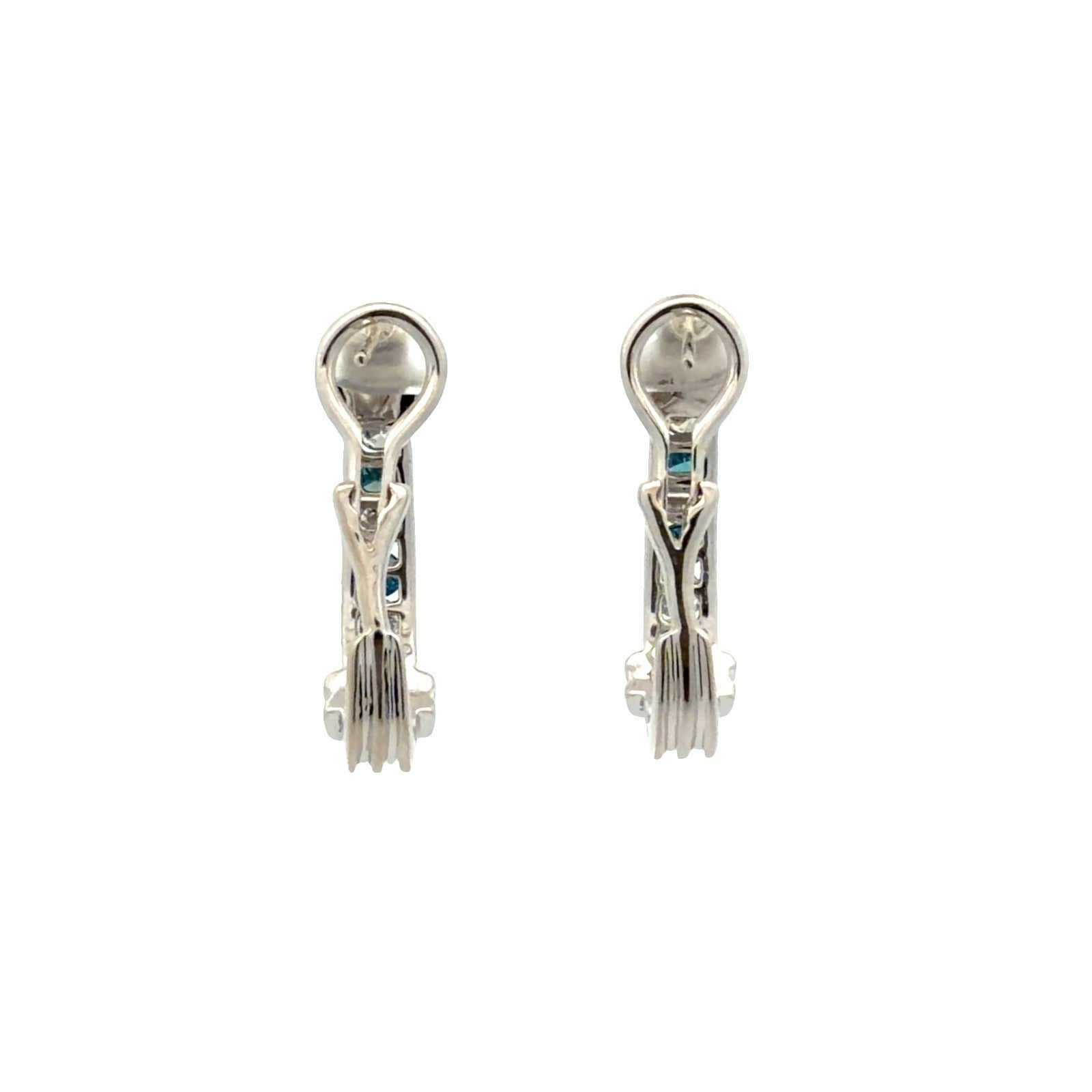 14k White Gold Alternating White & Blue 0.84cttw Diamond Hoop Earrings3