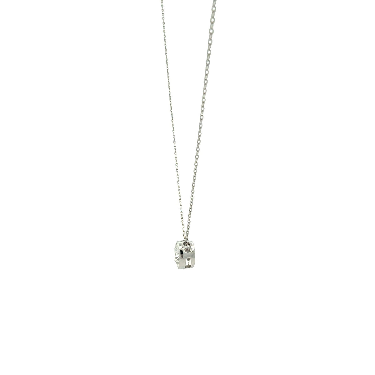14k White Gold and 0.46cttw Diamond Bezel Set Solitaire Pendant Necklace4