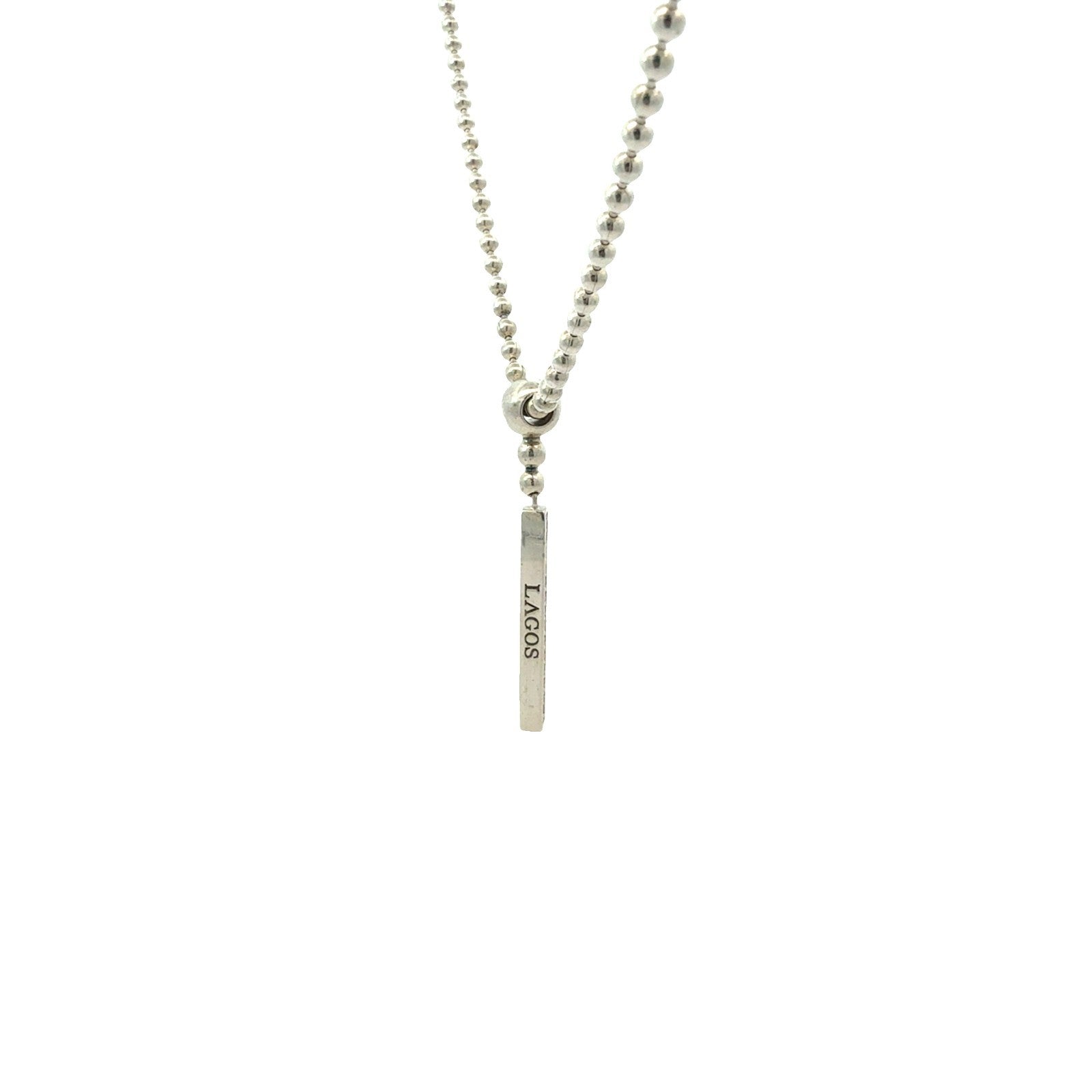 LAGOS Sterling Silver 0.19ctw Diamond Caviar Spark Linear Pendant Necklace 18"0