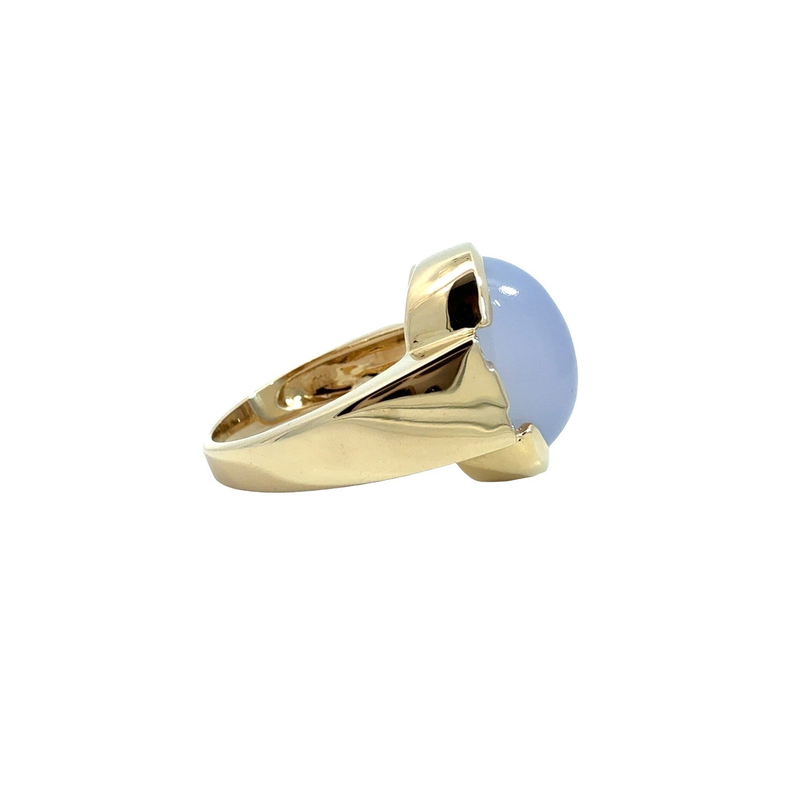Vintage 14k Yellow Gold 3.60tcw Lavender Chalcedony & 0.07cttw Diamond Ring 82