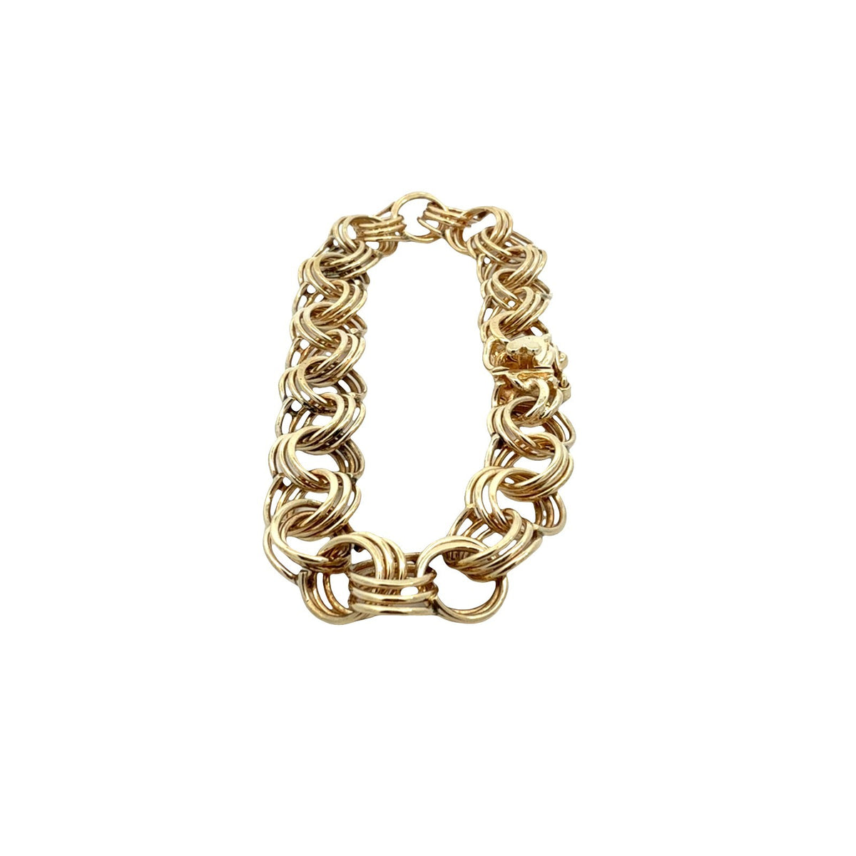14k Yellow Gold Stamped Interlocking Triple Link Chain Bracelet 7.5"1