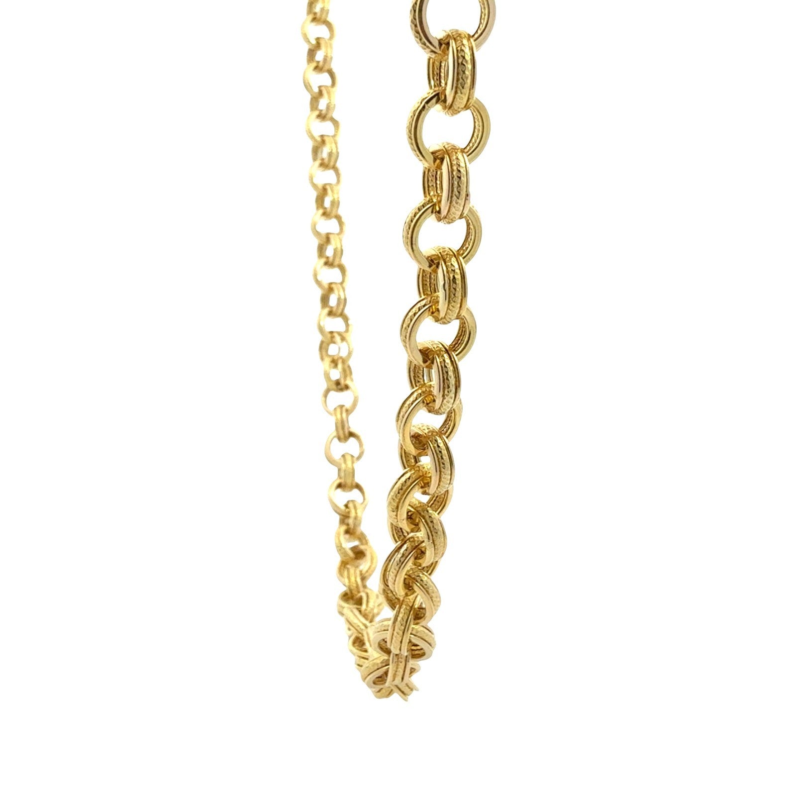 Italy 14k Yellow Gold Textured Multi-Link Chain Necklace 18"4