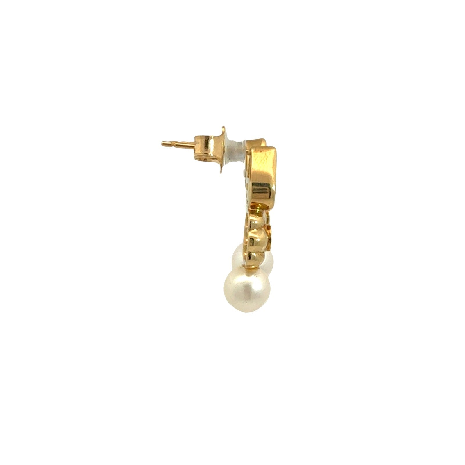 Vintage 18k Yellow Gold Pearl 0.92cttw Sapphire and 0.04cttw Diamond Earrings4