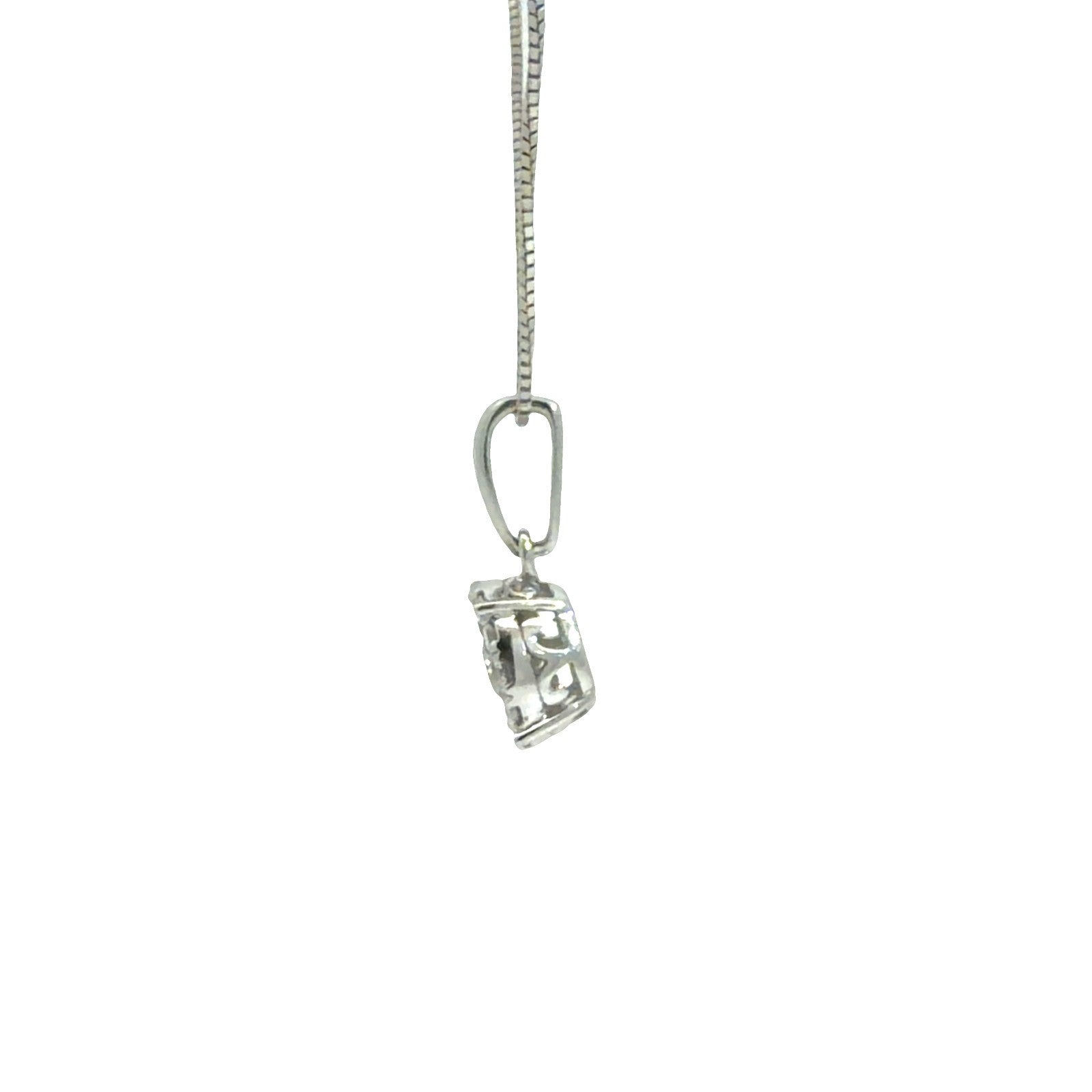 14k White Gold 0.19cttw Diamond Halo Pendant Box Chain Necklace 16"4
