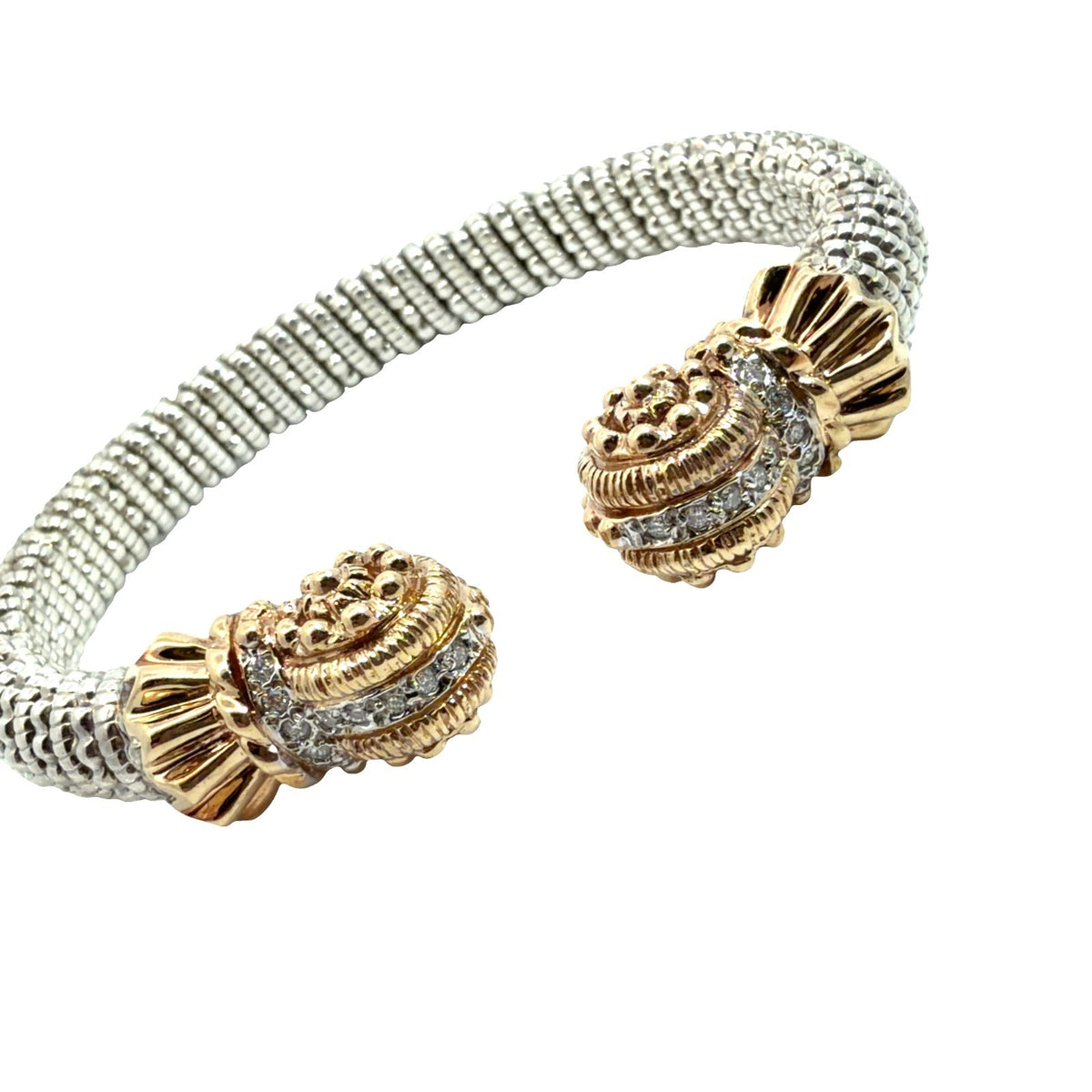 Alwand Vahan Sterling Silver 14k Yellow Gold 0.20ctw Diamond Cuff2