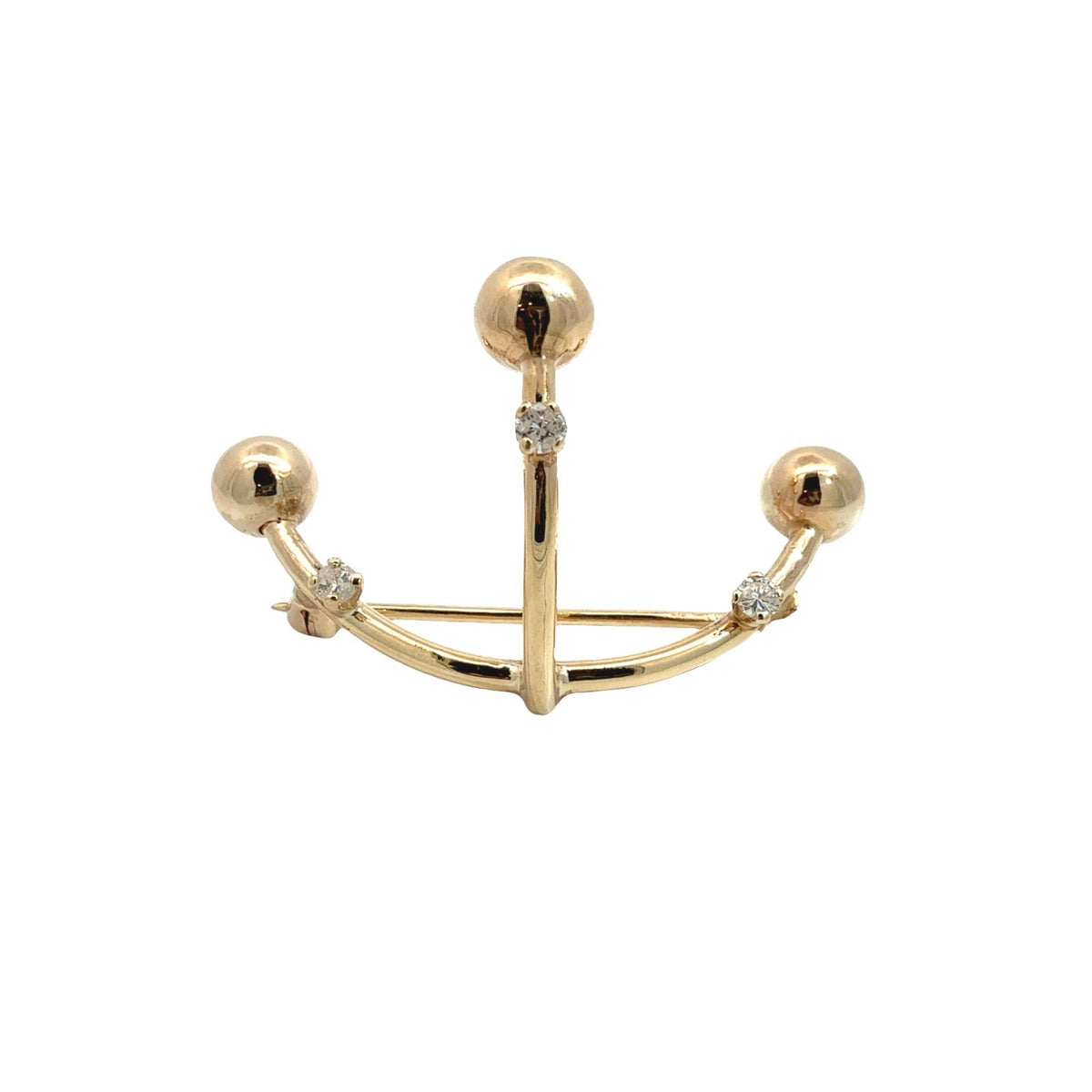 Vintage 12k Yellow Gold and 0.20cttw Diamond Geometric Brooch0