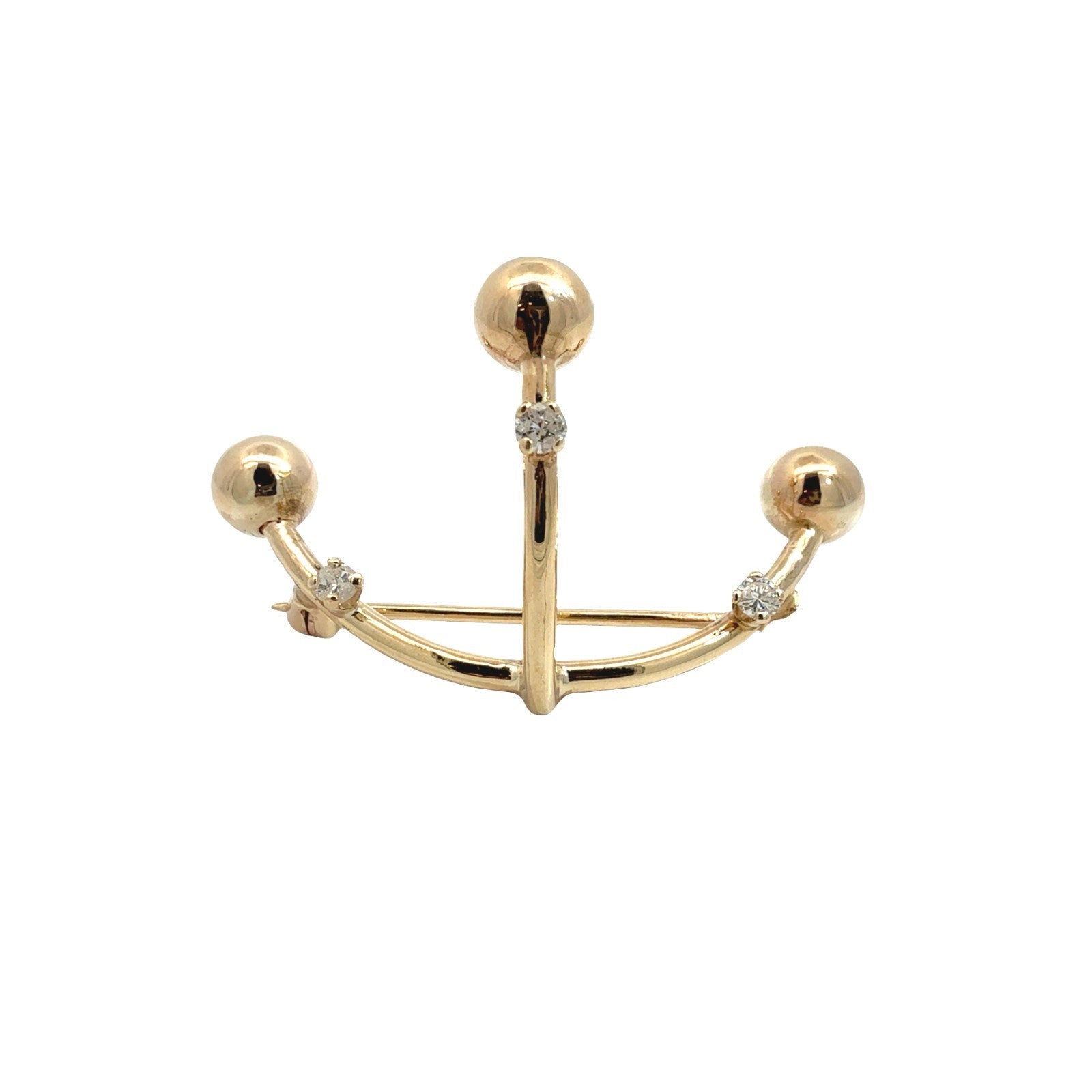 Vintage 12k Yellow Gold and 0.20cttw Diamond Geometric Brooch0