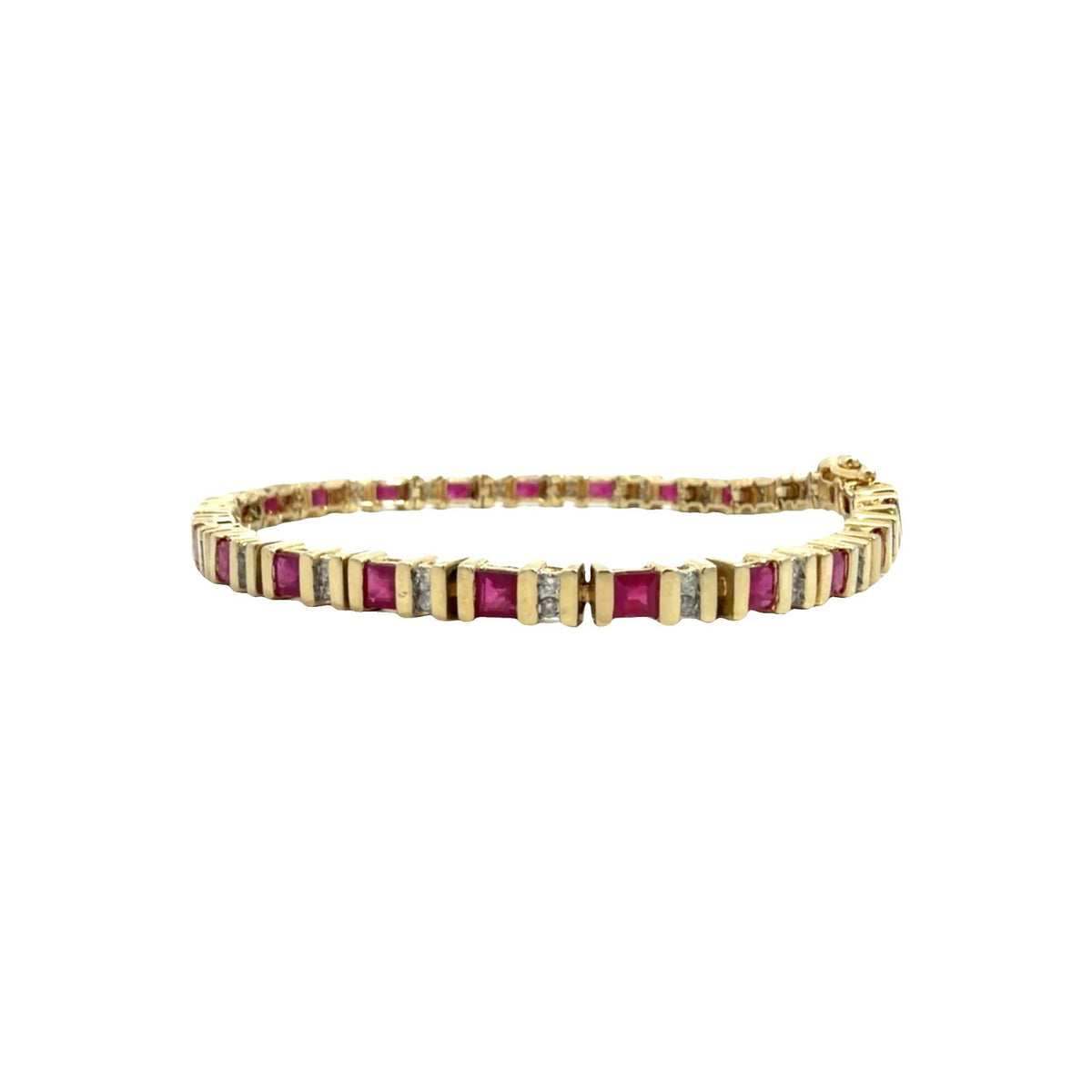14k Yellow Gold 2.75ctw Ruby and 0.50ctw Diamond Tennis Bracelet5