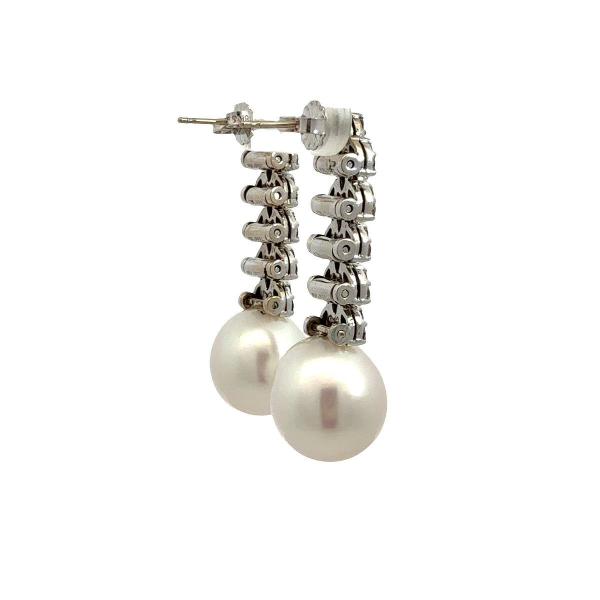 18k White Gold Rare South Sea Pearl & 1.05cttw Diamond Drop Earrings3