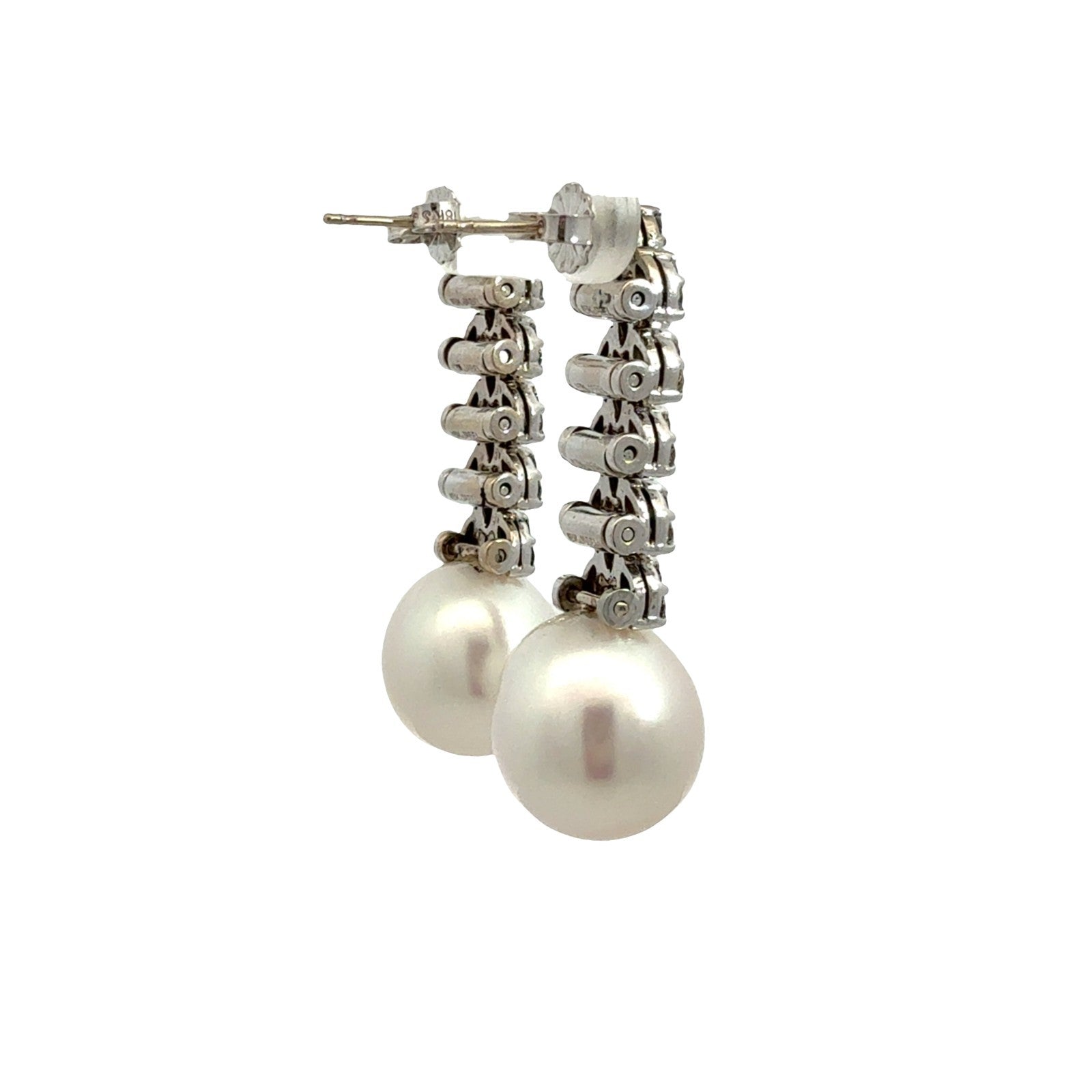 18k White Gold Rare South Sea Pearl & 1.05cttw Diamond Drop Earrings3