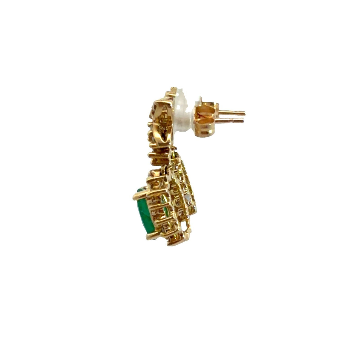 Vintage ADL 14k Yellow Gold 1.38cttw Emerald & 0.42cttw Diamond Drop Earrings2
