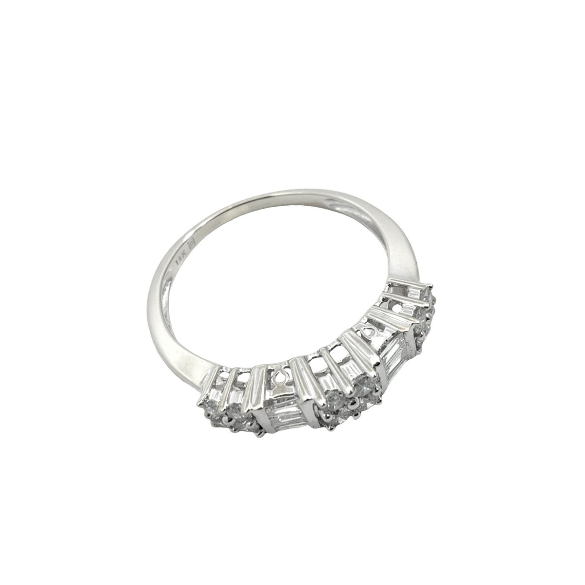 14k White Gold 0.52cttw Diamond Baguette and Round Anniversary Band Ring1