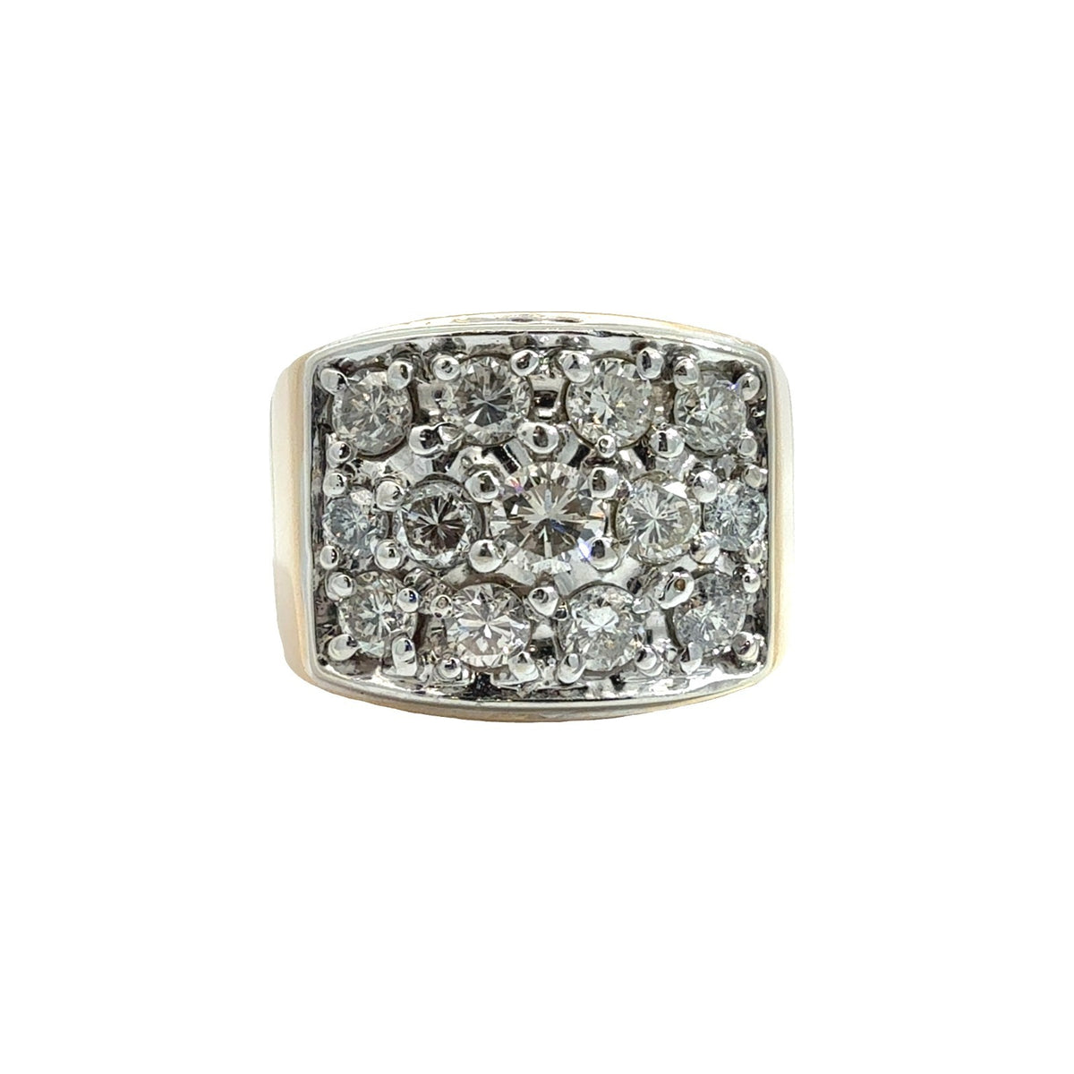 14k Yellow Gold Two Toned 1.80ctw (0.25ctw) Diamond Cluster Cocktail Ring Size 80
